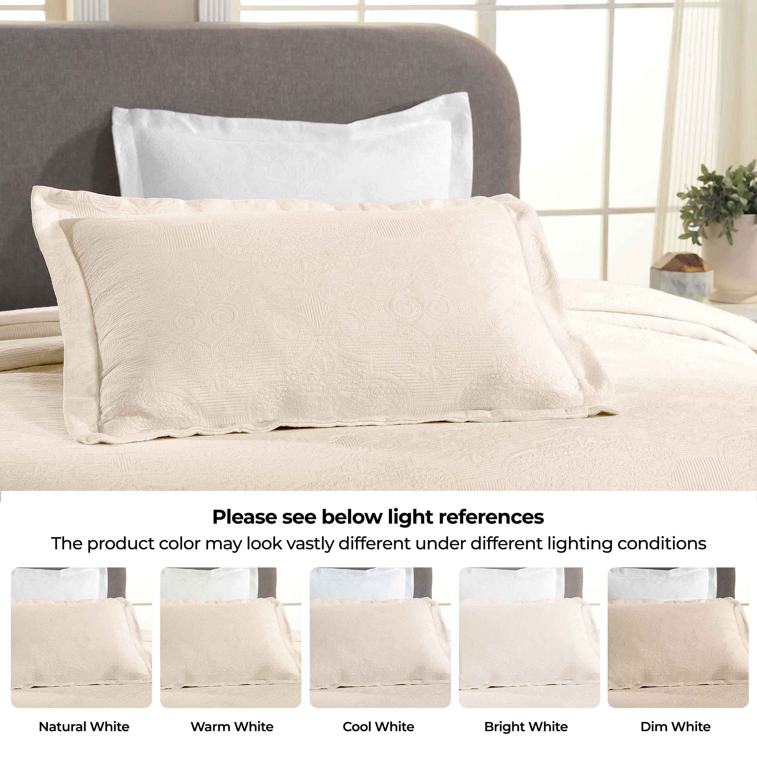 Florin Cotton Matelassé Jacquard Bedspread Set with Scrolling Medallion Design - Luxury Queen/King Size Bedding for Master Bedroom, Guest Room & Hotel Decor
