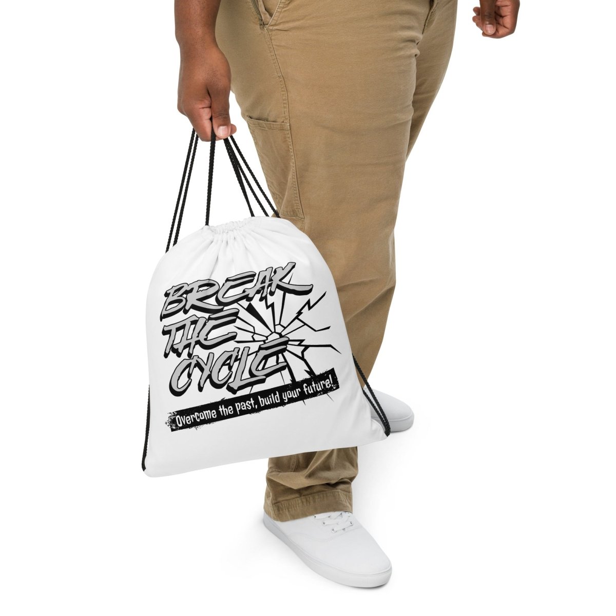 Break the Cycle Drawstring Bag - Lightweight & Durable Gym Sack for Workout, Travel & School - Eco-Friendly Reusable Sports Backpack
