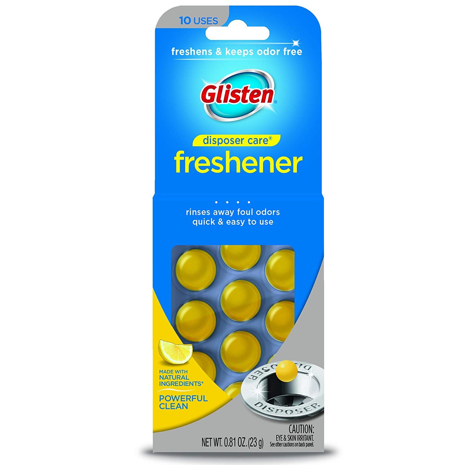 Glisten Disposer Care Garbage Disposal & Drain Freshener Capsules - Lemon Scent, 3 Pack (0.81 oz each) - Deep Cleans & Deodorizes Sinks - Perfect for Kitchen & Bathroom Drain Maintenance