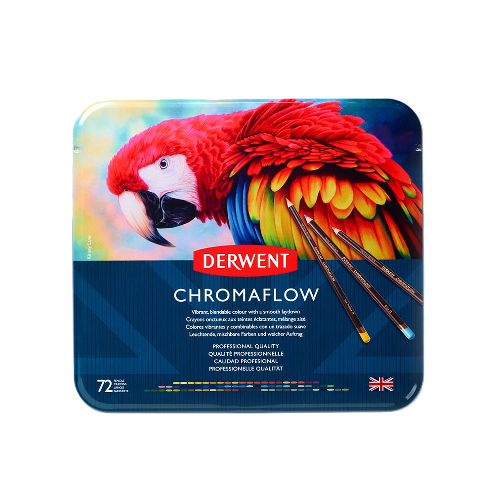 Derwent Chromaflow Colored Pencils Set - 72 Premium Artist Pencils in Metal Tin for Drawing, Sketching & Adult Coloring Books - Vibrant Colors & Smooth Blending