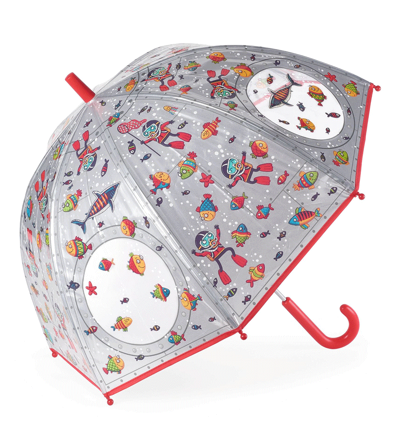 Djeco Submarine Umbrella - Waterproof Windproof Compact Travel Umbrella for Kids & Adults - Perfect for Rainy Days, Beach Trips & Outdoor Adventures