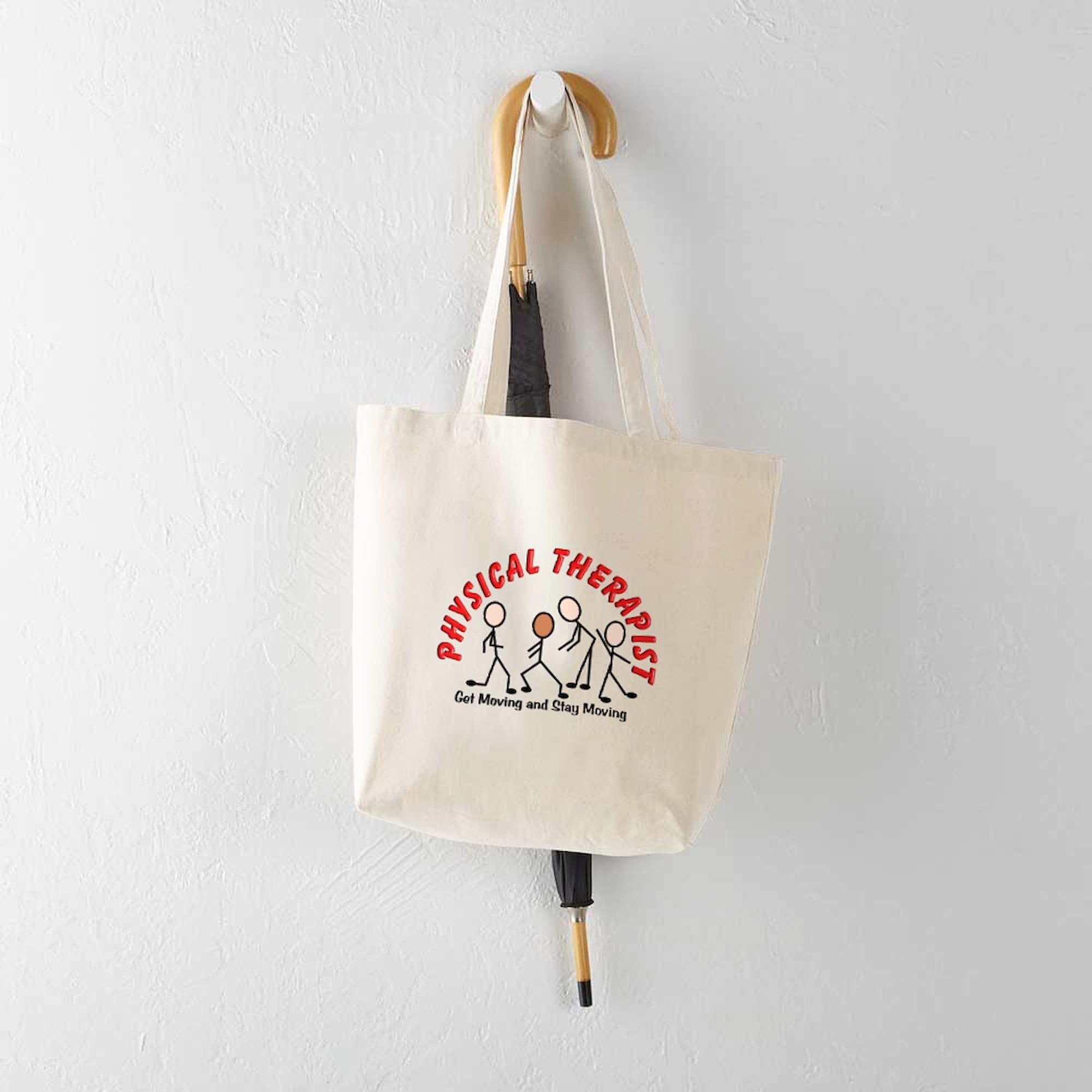 Physical Therapy Tote Bag - Natural Canvas Reusable Shopping Bag for Therapists & Students | Durable Gym & Work Tote for Medical Supplies, Books & Daily Essentials