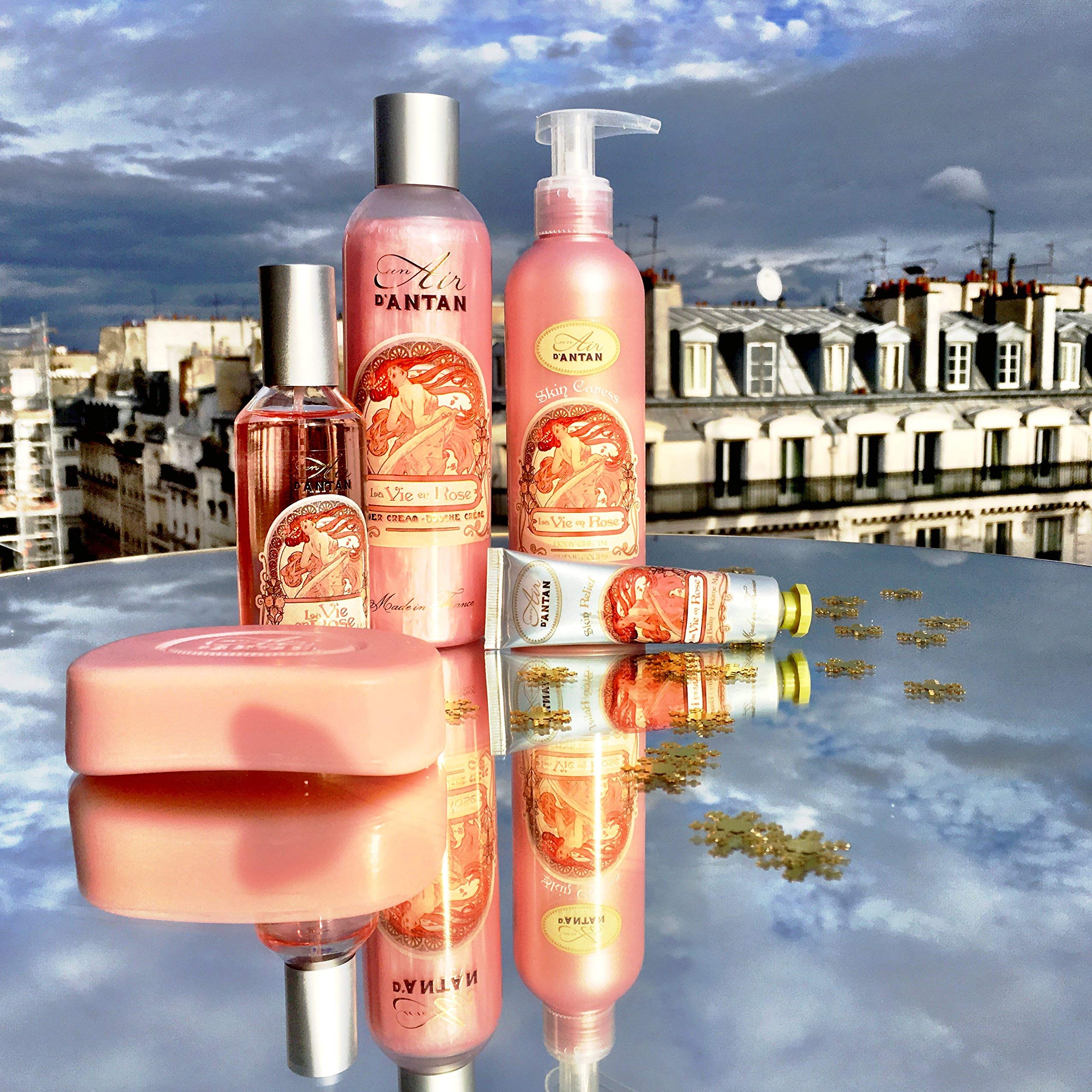 Un Air d'Antan Rose Perfume & Body Lotion Set - 6.8 oz Floral Fragrance for Women | Romantic Date Night & Special Occasion Gift