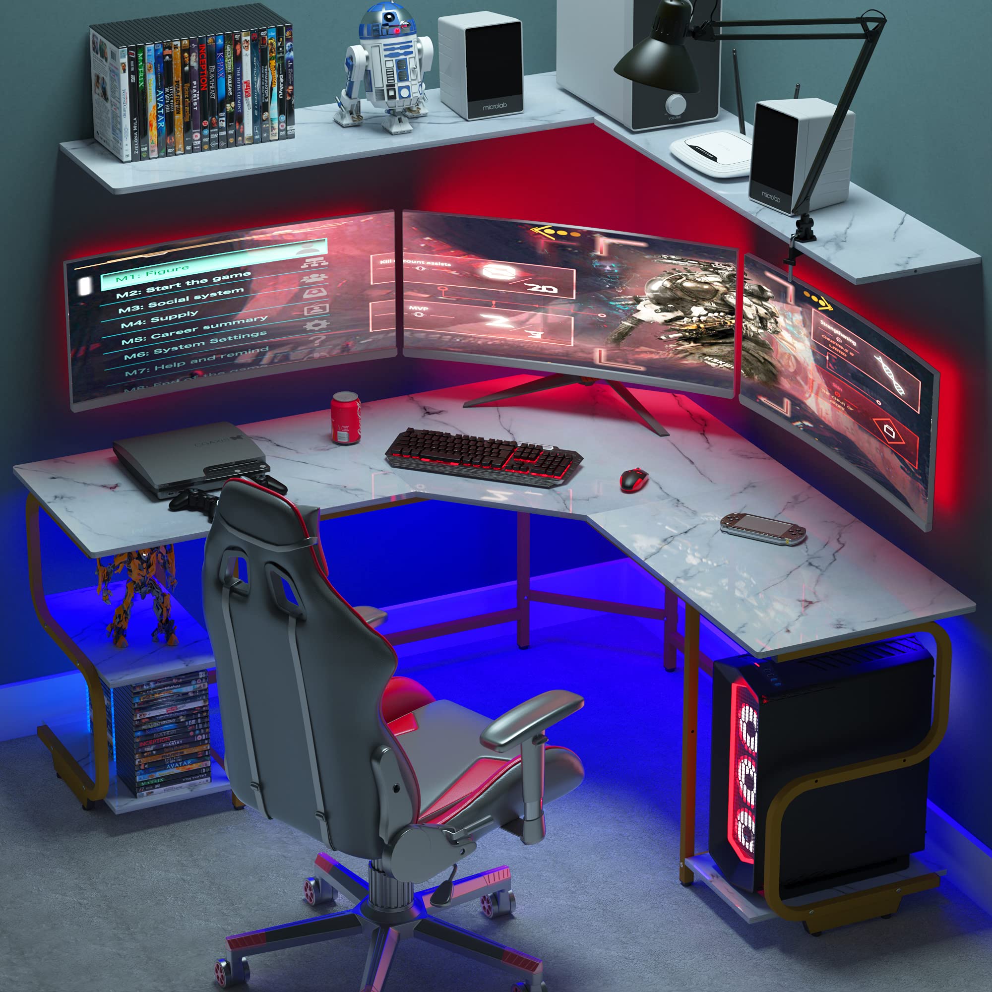 Modern L-Shaped Desk with Shelves - 64.84