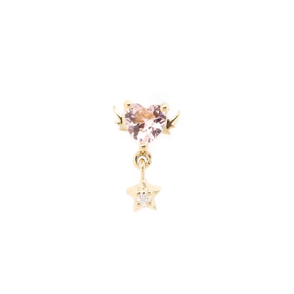 14K Solid Gold Star Angel Threaded Labret Stud Earrings - Perfect for Cartilage, Helix, and Tragus Piercings - Hypoallergenic Body Jewelry for Everyday Wear