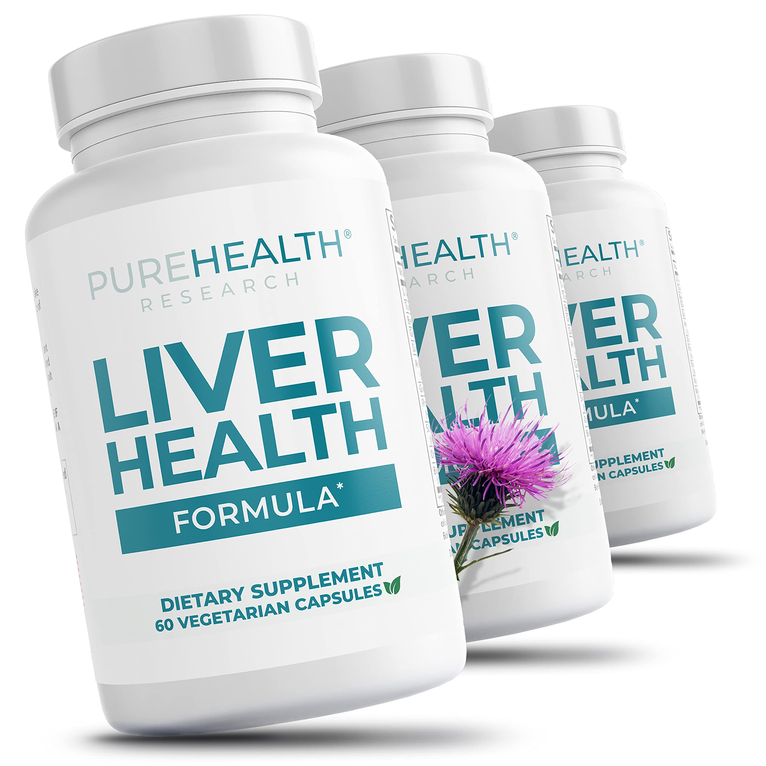 PUREHEALTH RESEARCH Liver Detox & Cleanse Supplement - Natural Herbal Blend with Artichoke Extract, Milk Thistle & Dandelion for Liver Support - 180 Capsules for Men & Women - Promotes Digestion & Energy for Active Lifestyles