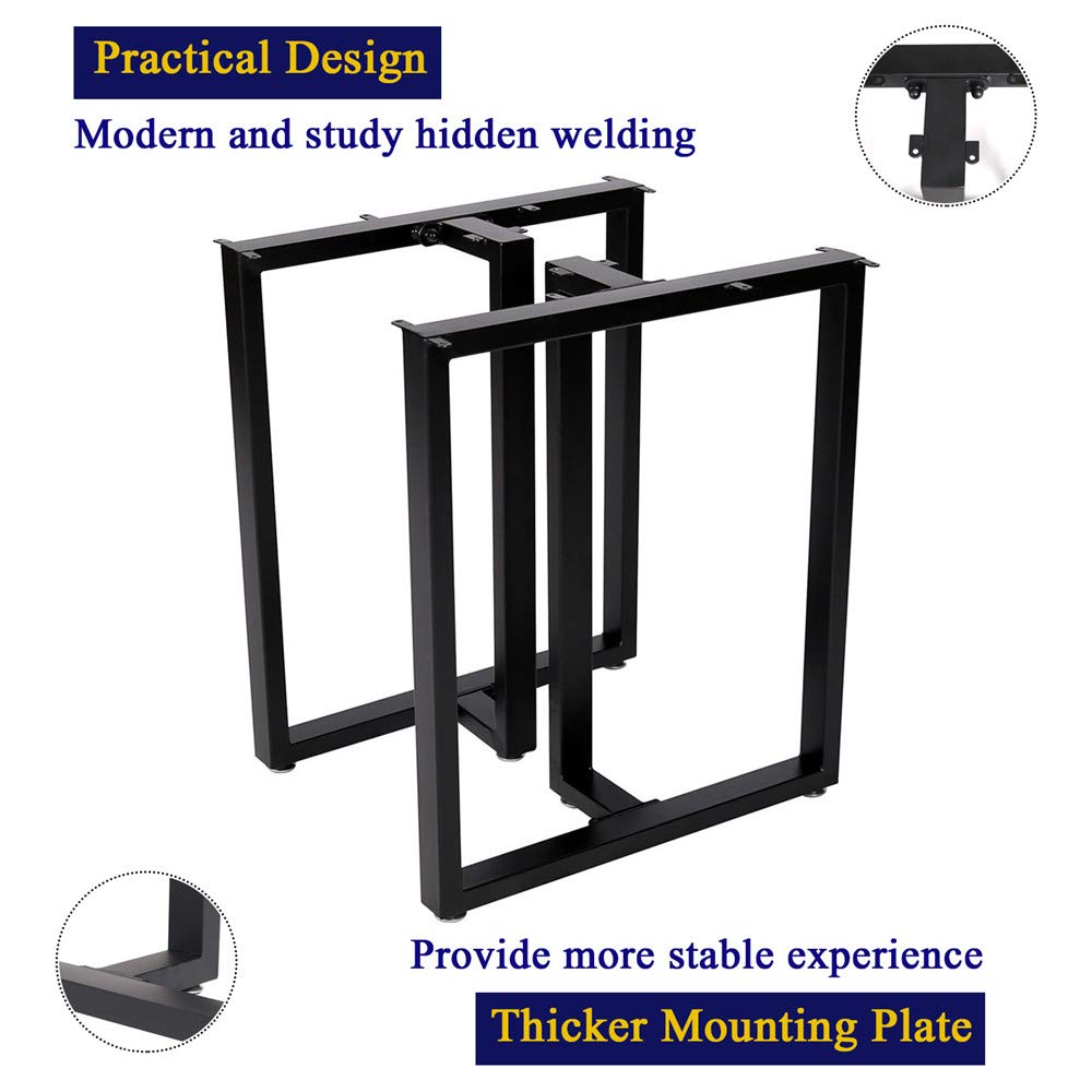 Heavy Duty 28 Inch T-Shaped Metal Table Legs Set of 2 - Industrial Black Desk Legs for Dining Table, Workbench & Office Furniture (28