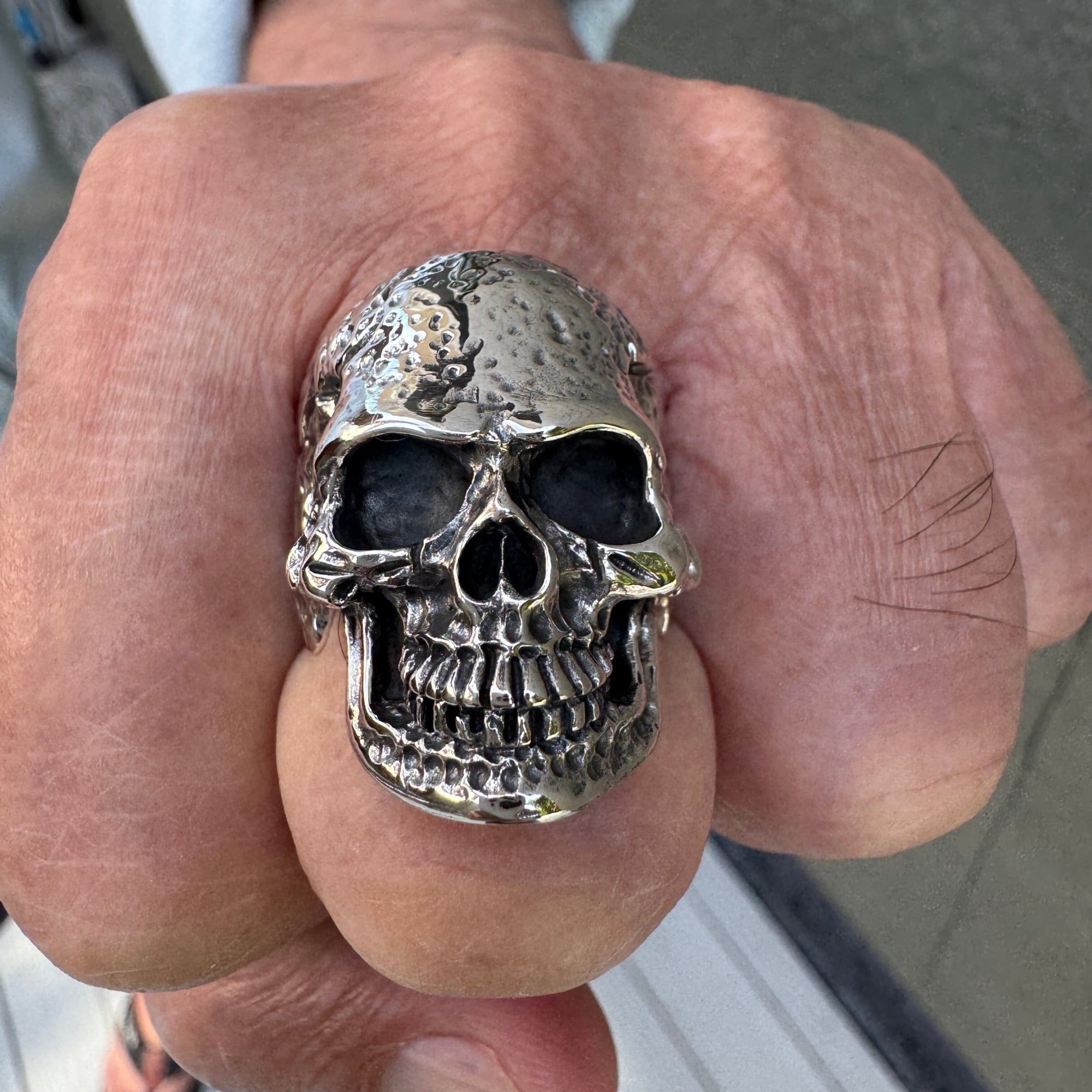 Tough Men's 925 Sterling Silver Skull Ring for Men - Gothic Punk Jewelry, Biker Accessory, Perfect for Halloween & Rock Fashion