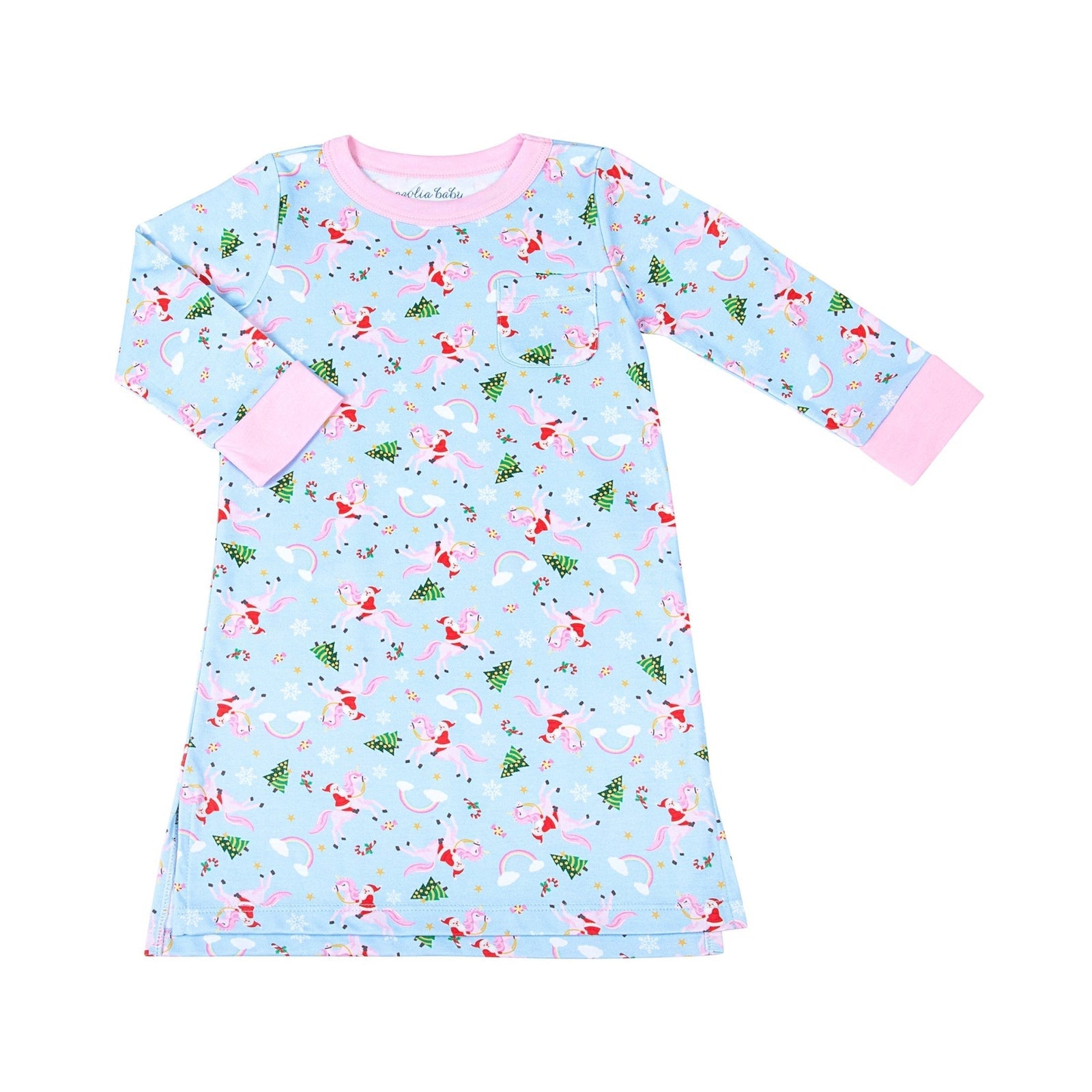Merry Unicorn Long Sleeve Nightdress for Women - Soft Cotton Sleepwear for Cozy Nights & Christmas Gifts