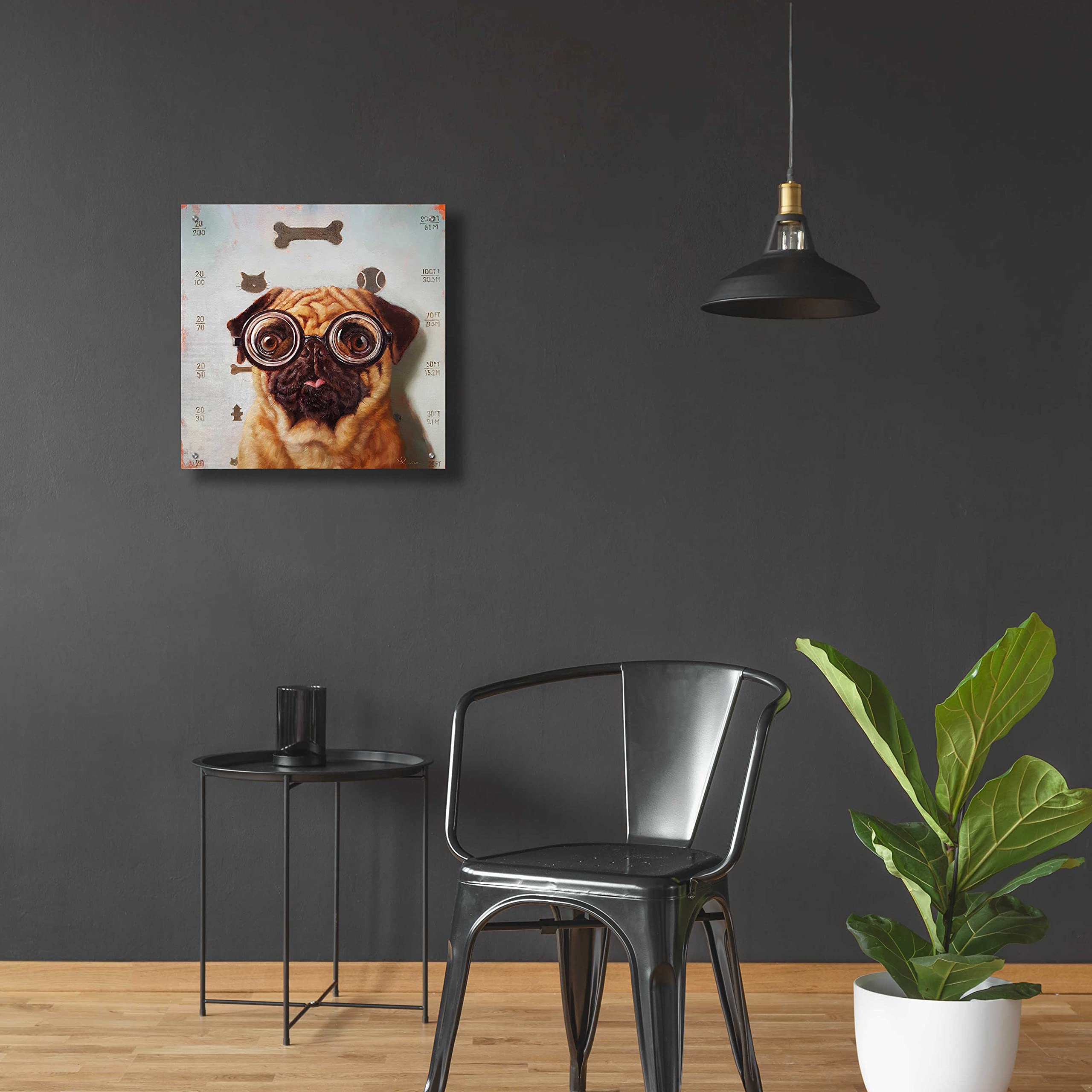 Lucia Heffernan 'Canine Eye Exam' Acrylic Glass Wall Art - 24x24 Inch Modern Dog Painting for Living Room, Office & Veterinary Clinic Decor