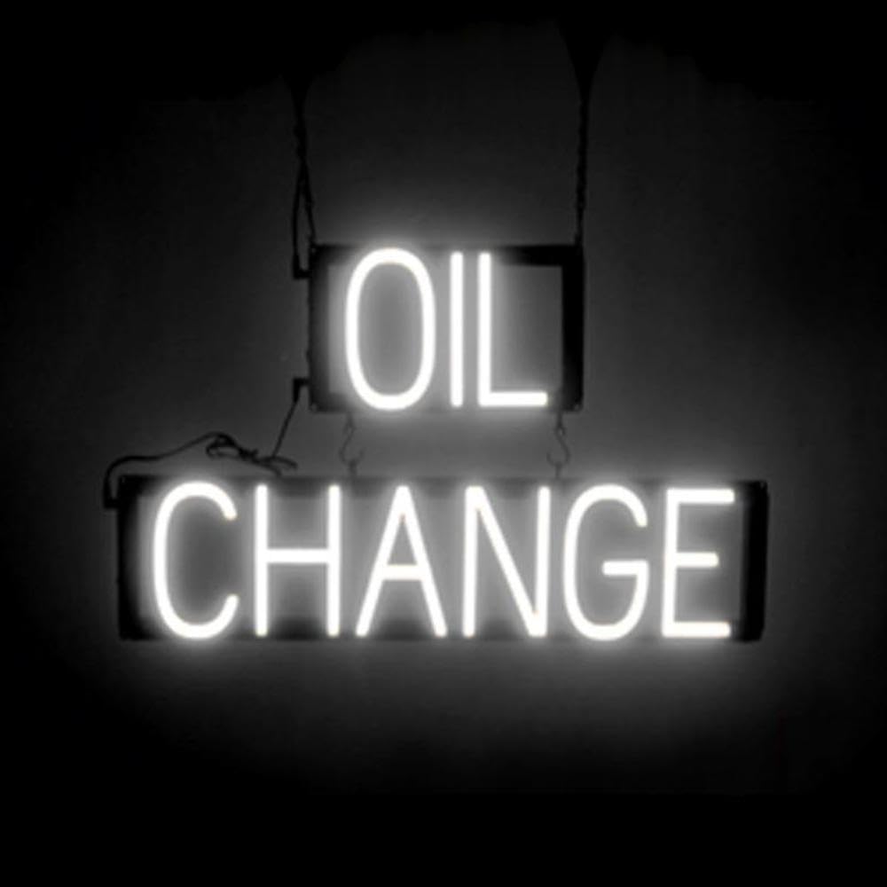 SpellBrite Oil Change LED Sign for Auto Shops & Mechanics – 24.7x15 Inch Neon-Style White Light Sign – Perfect for Garage, Car Dealership & Auto Repair Shop Advertising