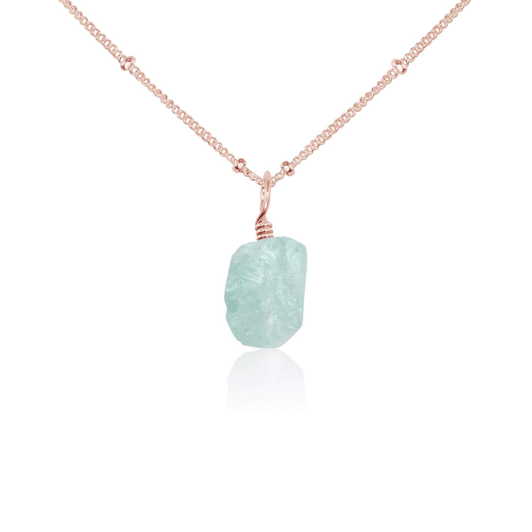 Natural Tiny Raw Aquamarine Pendant Necklace - Handmade Gemstone Jewelry for Women - Perfect for Everyday Wear, Gift Giving & Spiritual Healing