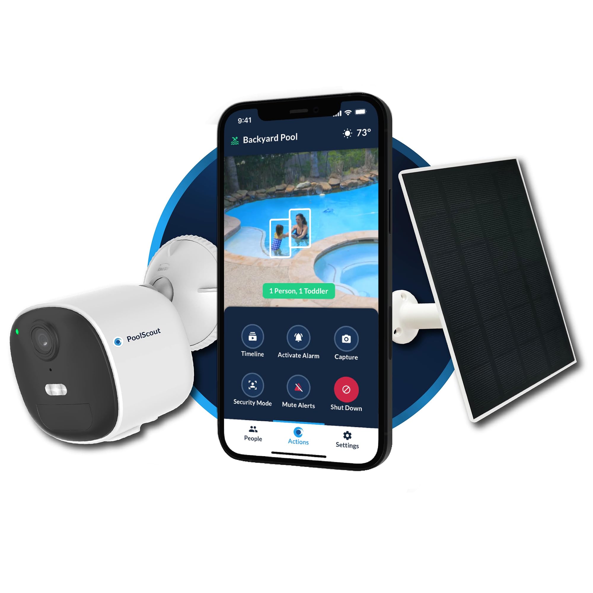 Wireless Pool Security Alarm System - Solar & Battery Powered Drowning Prevention Kit for Toddlers & Pets | Includes 3-Month Premium Subscription | Ideal for Backyard Swimming Pools, Spas & Water Safety