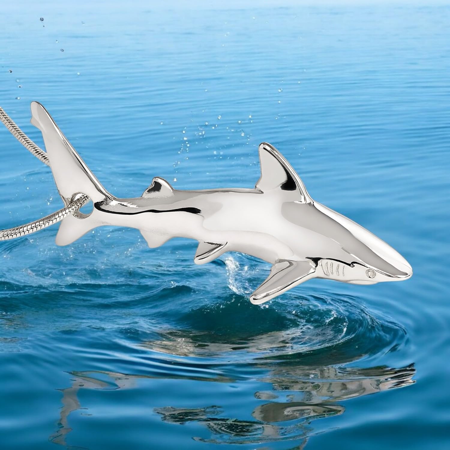 Realistic Grey Reef Shark Necklace for Men & Women - Ocean Life Jewelry Pendant | Perfect Gift for Shark Lovers & Scuba Divers | Wear for Beach Vacations, Marine Adventures & Everyday Style