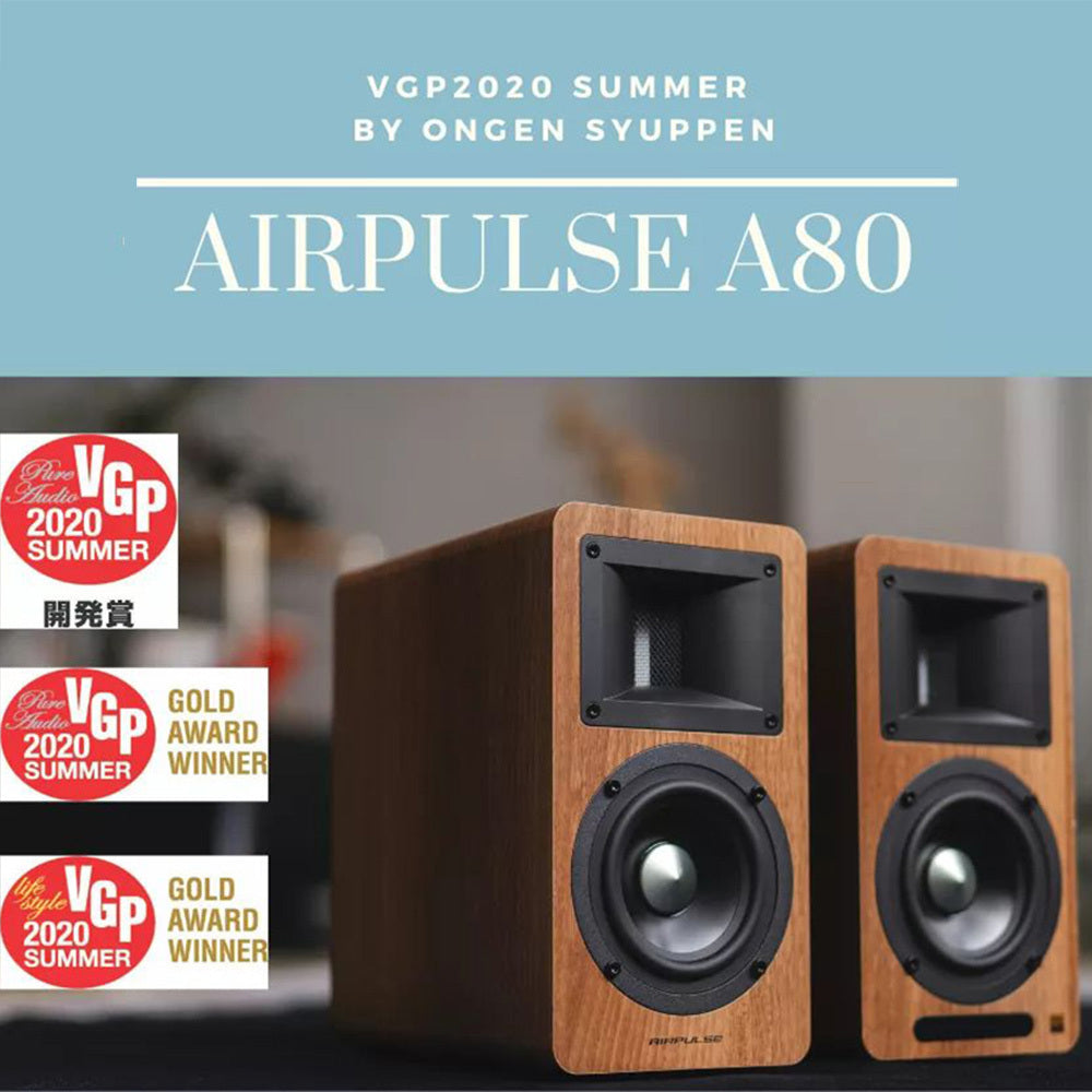 Airpulse A80 Active Bookshelf Speakers - Premium HiFi Sound System (Pine Wood) for Home Audio, Studio Monitoring & Gaming Setup