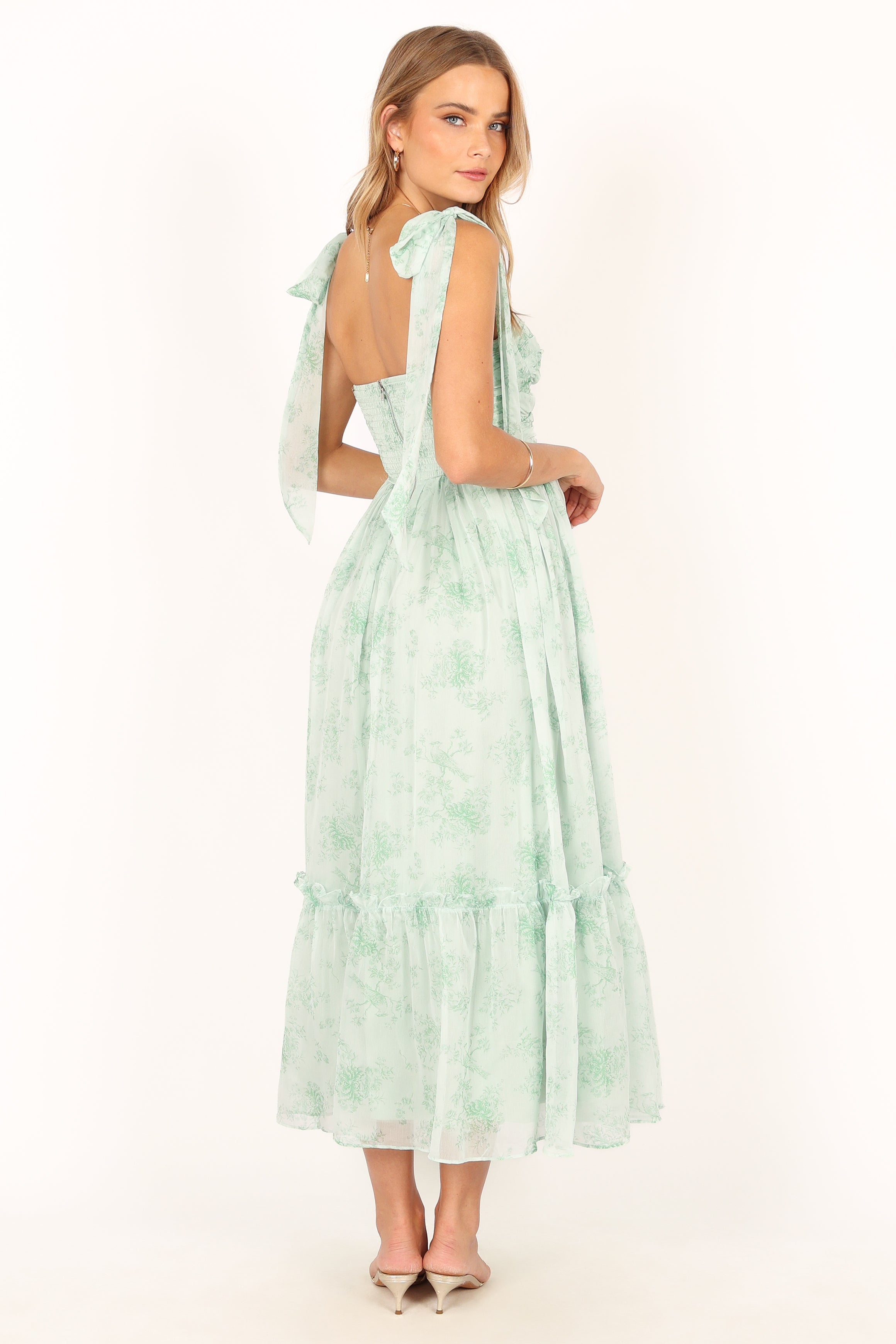 Floral Print Midi Dress for Women - Sage Green Summer Dress with Short Sleeves | Perfect for Beach Vacations, Garden Parties & Casual Outings