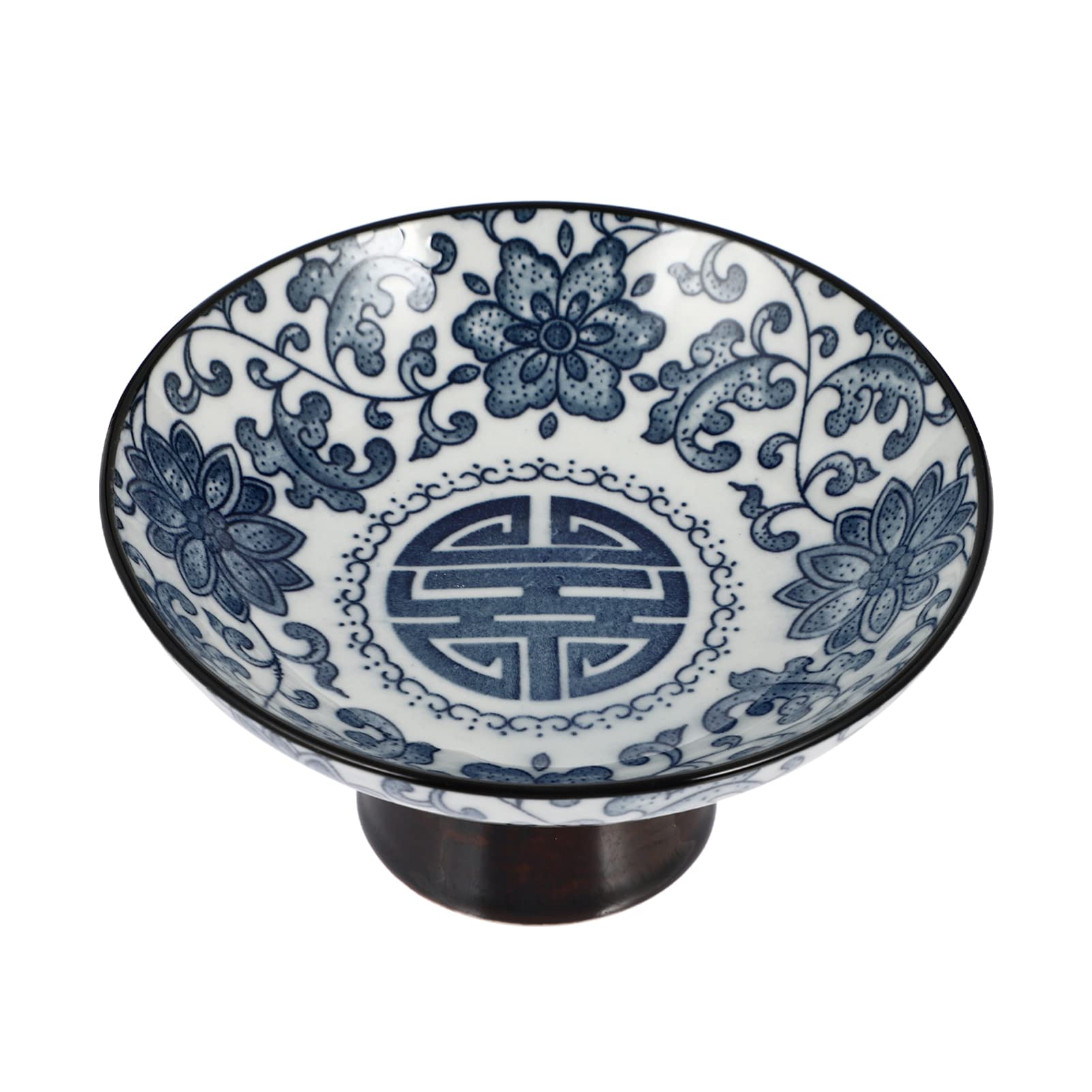 Vintage Ceramic Dessert Plates with High Base - Decorative Cake Serving Bowl for Fruits, Snacks, Salad | Food Storage Container & Party Serving Tray (Blue) - Perfect for Afternoon Tea, Birthday Parties, and Home Decor