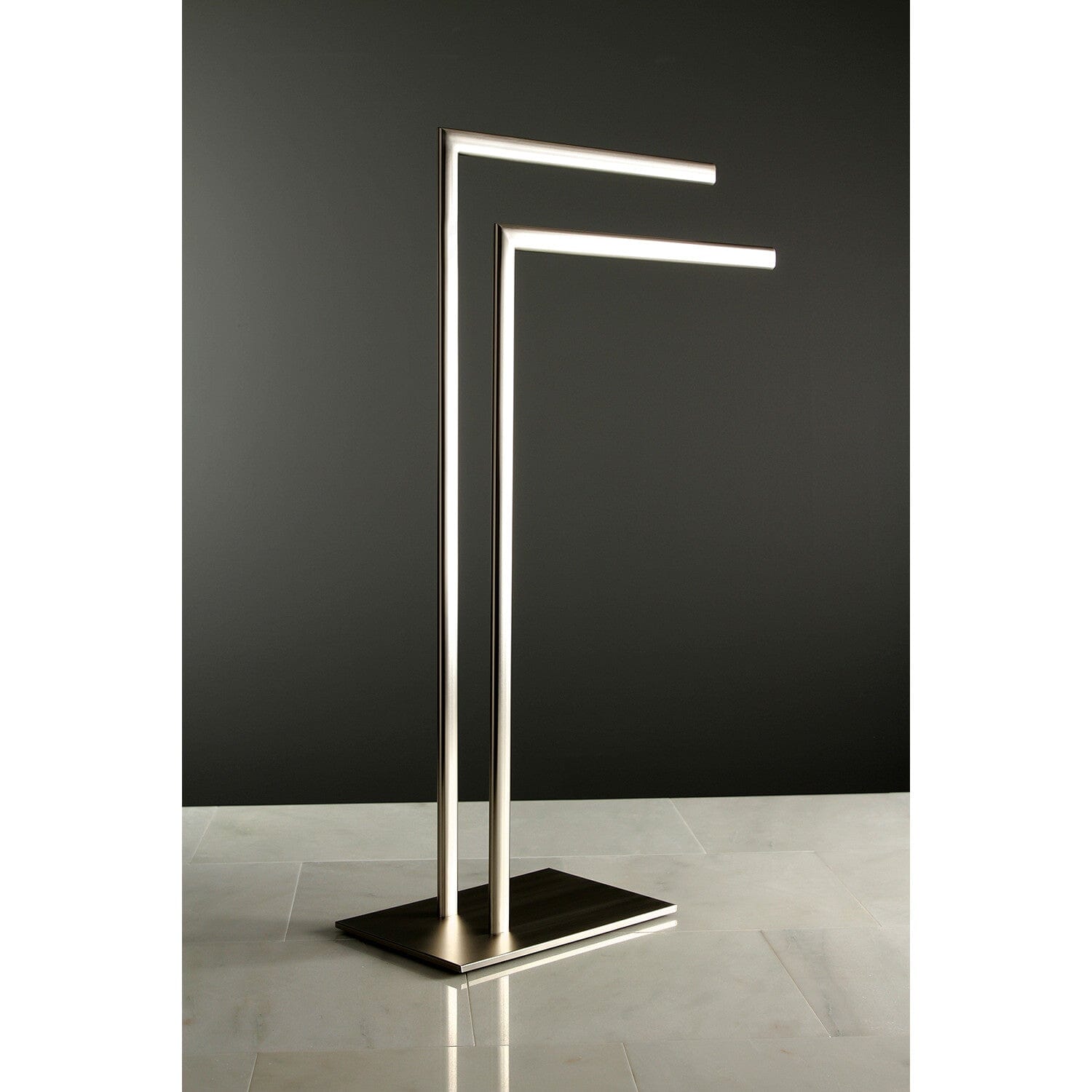 Edenscape 31.75 Inch Freestanding Bathroom Towel Rack - Dual Bar Pedestal Holder for Bath Towels, Robes & Clothes - Perfect for Bathroom, Spa, Laundry Room & Dressing Area