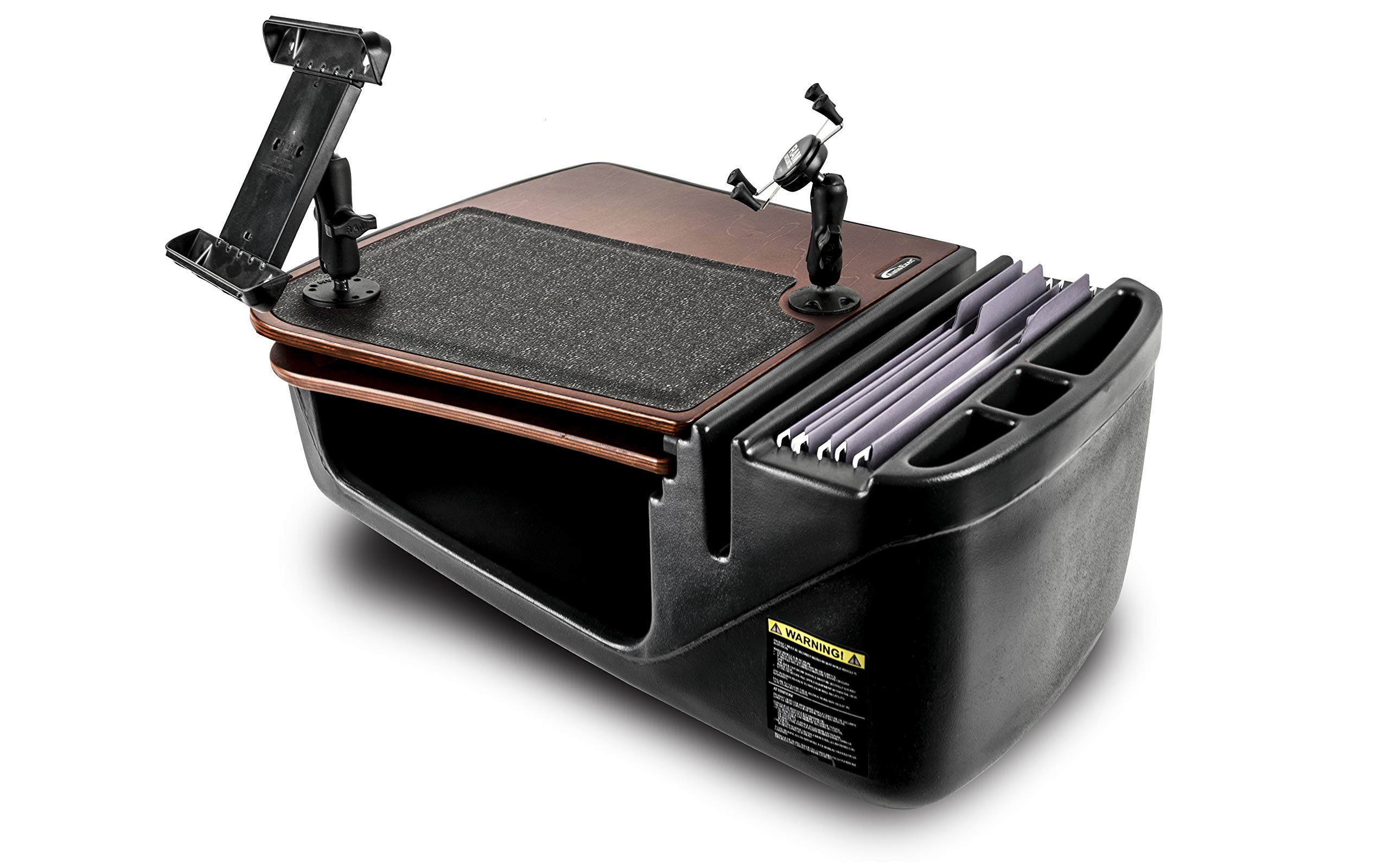 AutoExec AUE18300 GripMaster Car Desk with Built-in 200W Power Inverter, Phone & Tablet Mount - Mahogany Finish Workstation for Truck Drivers, Sales Reps & Road Warriors | Perfect for Mobile Office, Road Trips & On-the-Go Productivity
