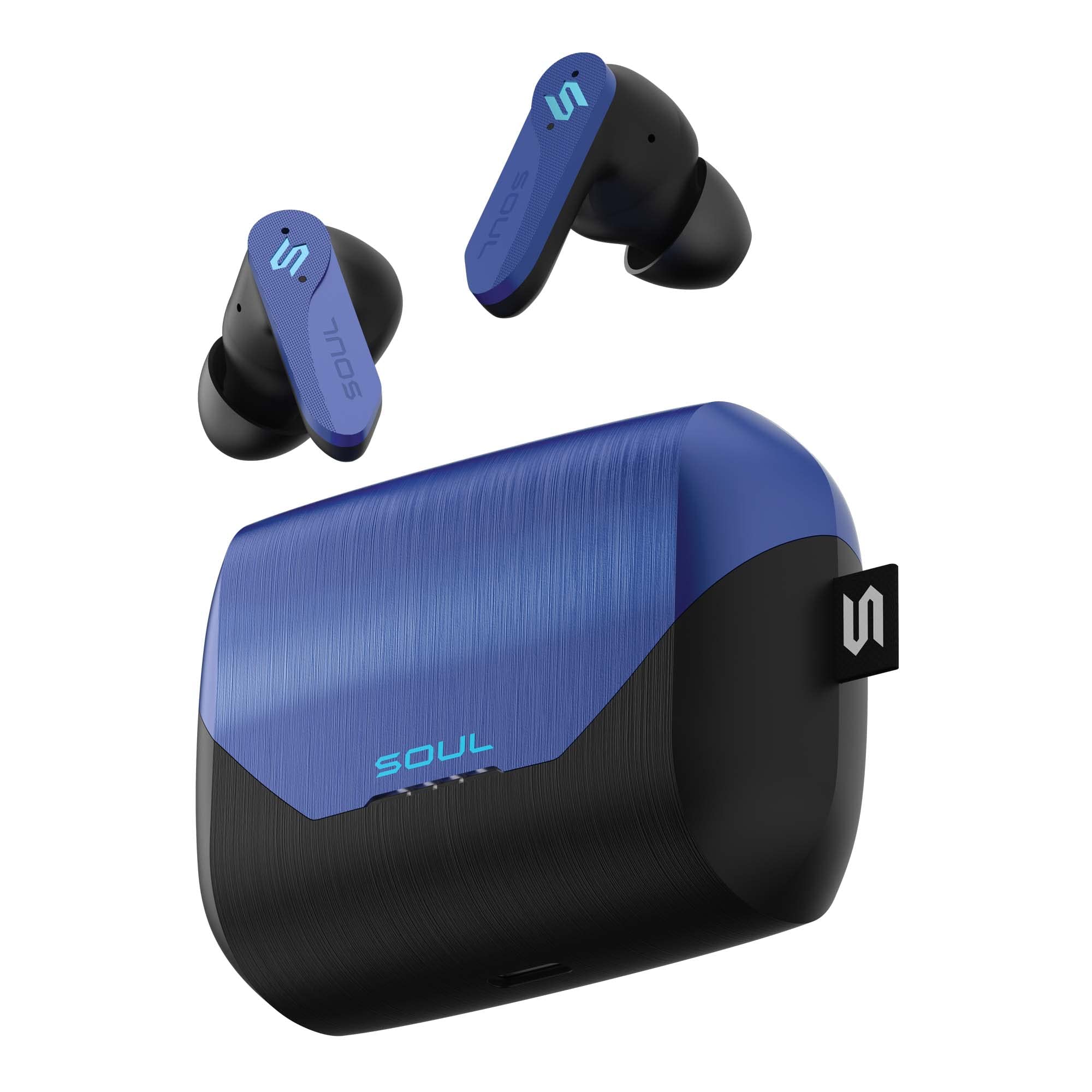 New Soul S-Play Bluetooth Wireless Earbuds - 40ms Low Latency Gaming Earbuds with Microphone, IPX5 Water Resistant, 28H Playtime & Wireless Charging Case (Beta Blue) - Perfect for Gaming, Workouts & Commuting