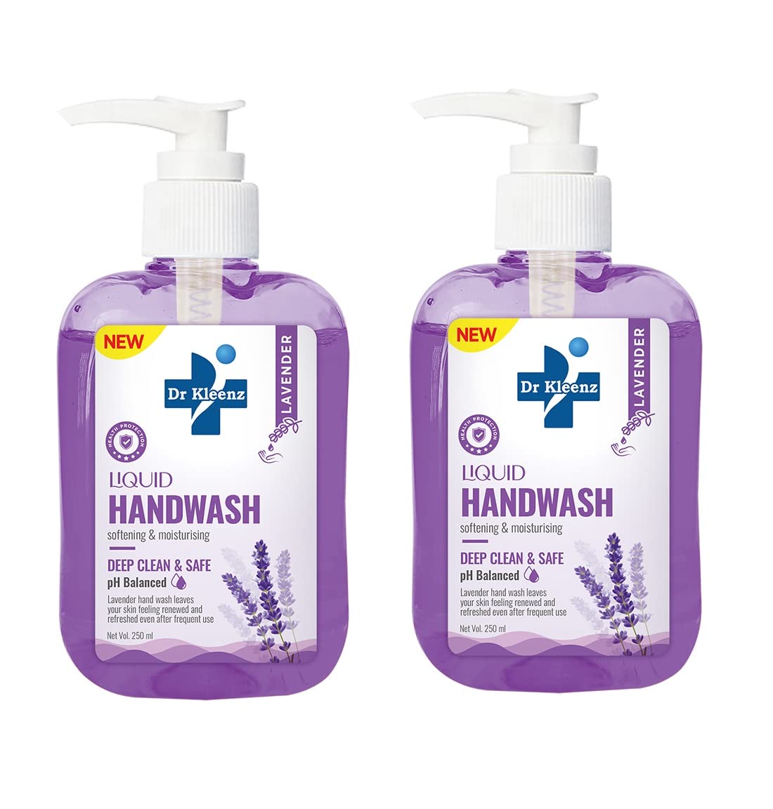 Dr Kleenz Lavender Hand Wash - Pack of 2 (250ml x 2) | Antibacterial & Moisturizing Hand Soap for Home, Kitchen & Bathroom | Gentle Scent for Relaxation & Aromatherapy