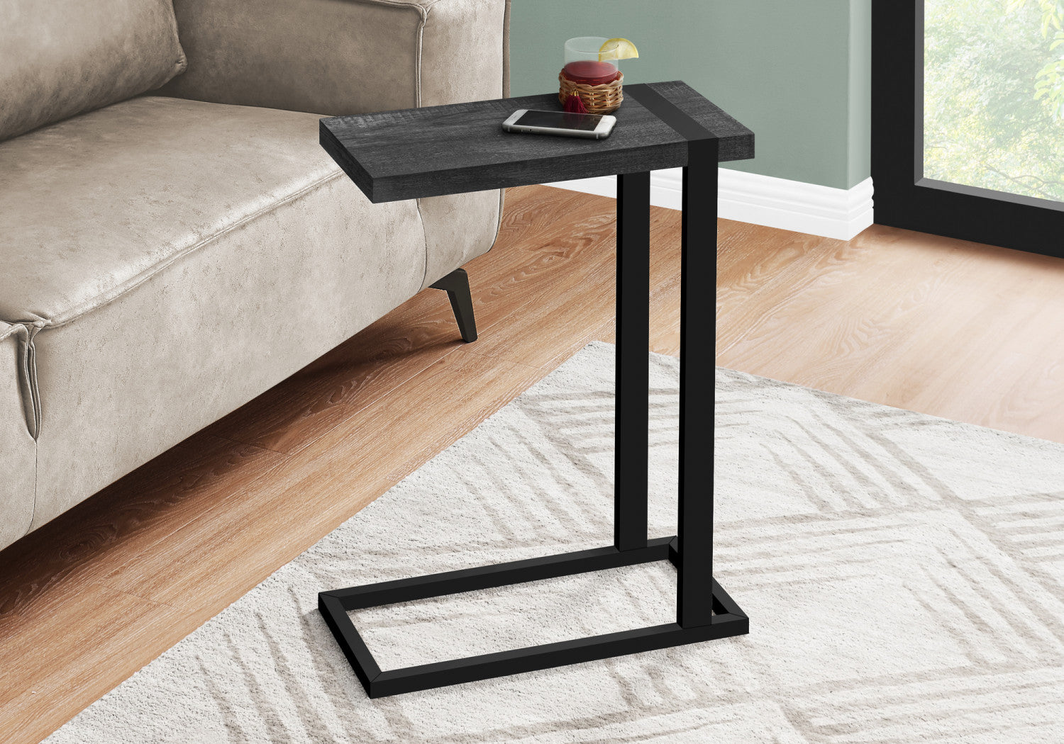 Brann Side Table - Modern Black End Table for Living Room, Bedroom, or Office - Small Accent Table with Sturdy Metal Frame & Wooden Top