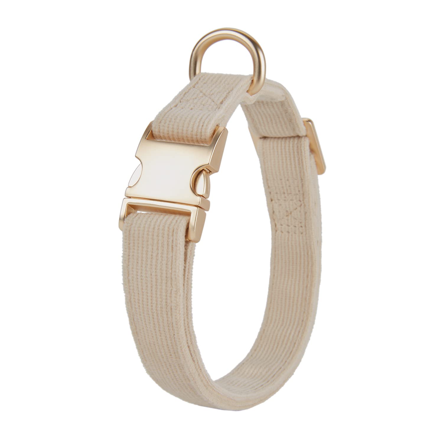 Soft Cotton Dog Collar with Metal Buckle - Adjustable Heavy Duty Comfy Corduroy Collar for Small Medium Large Dogs - White Large Size - Perfect for Daily Walks, Training & Outdoor Adventures