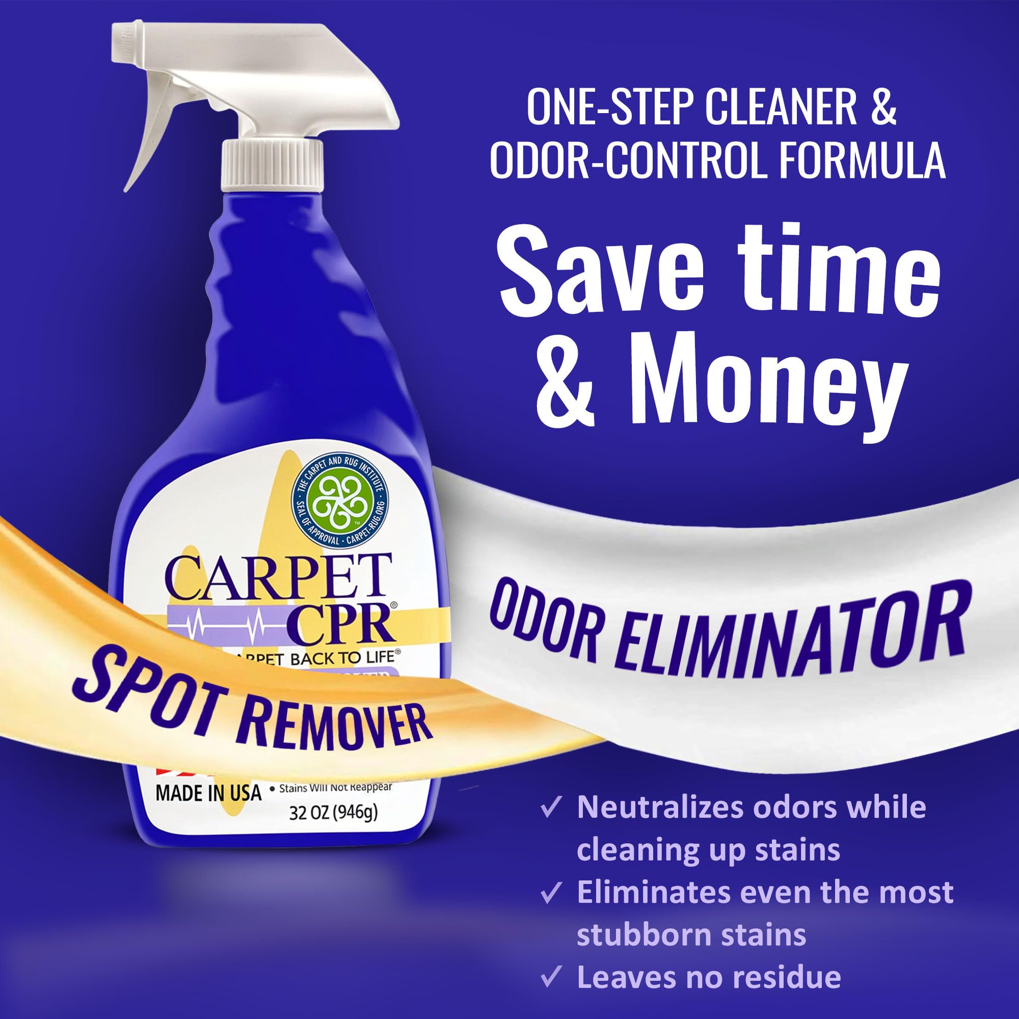 Powerful Carpet Spot & Stain Remover Spray - 32oz Heavy Duty Pet & Coffee Stain Cleaner Solution for Carpets, Upholstery & Furniture | Perfect for Homes with Pets, Kids & High-Traffic Areas