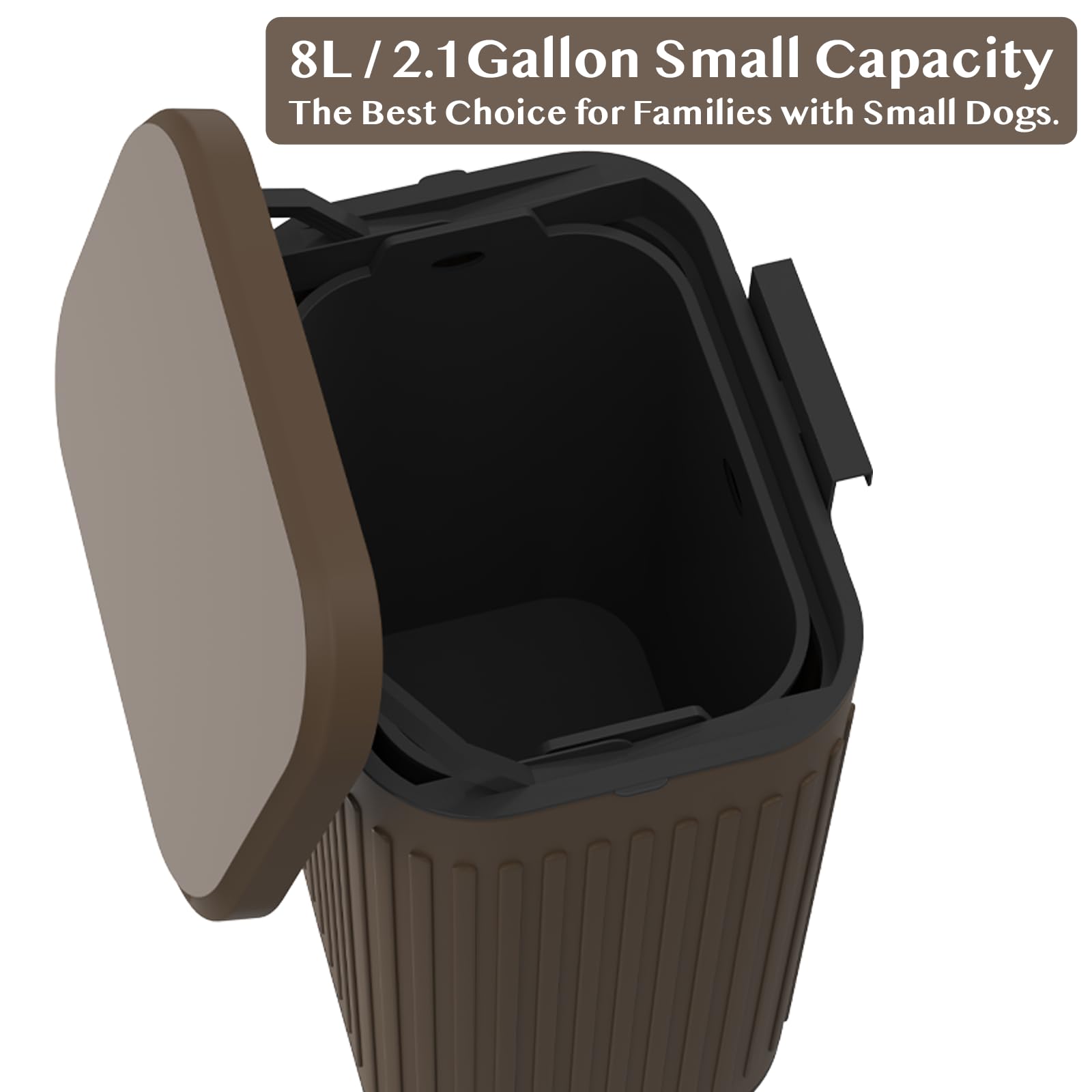 PAWZIDEA 2.1 Gallon Wall Mount Dog Waste Bin with Lid - Odor Control Activated Carbon, Waterproof Metal Pet Poop Disposal Can for Outdoor Fence - Perfect for Backyard, Garden & Dog Park Cleanup