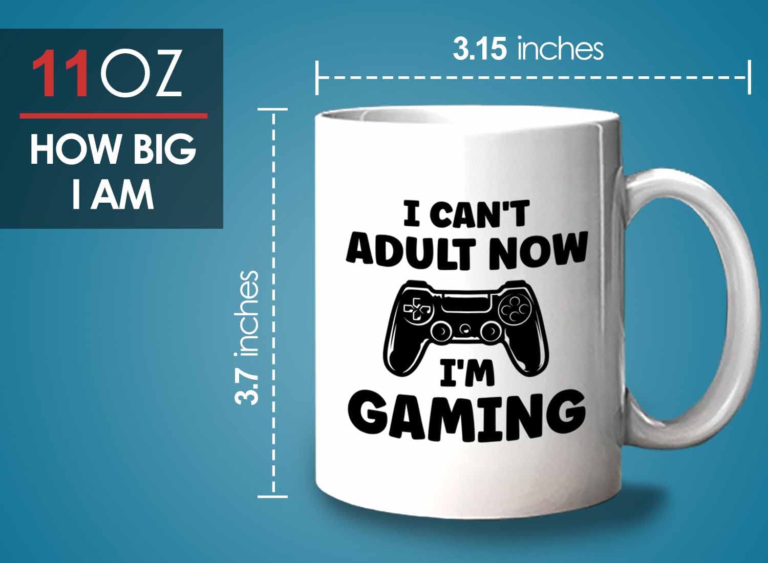 Bubble Hugs 11oz White Gaming Coffee Mug - Funny 'Now I'm Gaming' Design for Video Game Lovers - Perfect Gift for Console Gamers, Multiplayer & Shooting Game Enthusiasts - Great for Gaming Sessions, Office Use & Geek Decor