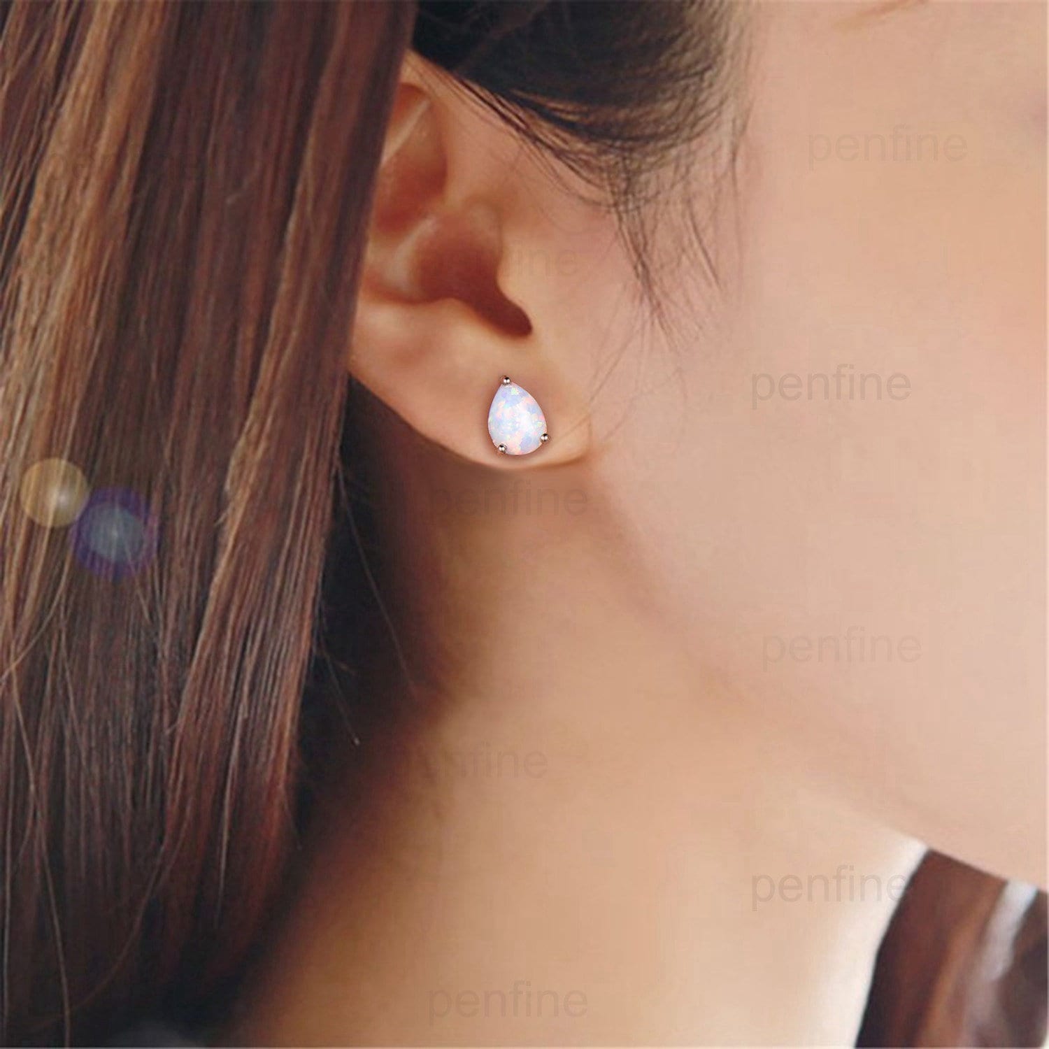 Exquisite Pear-Shaped Fire Opal Stud Earrings in Rose Gold – October Birthstone Jewelry, Minimalist Solitaire Dainty Earrings, Handmade Proposal Gift for Her, Perfect for Weddings, Anniversaries & Special Occasions