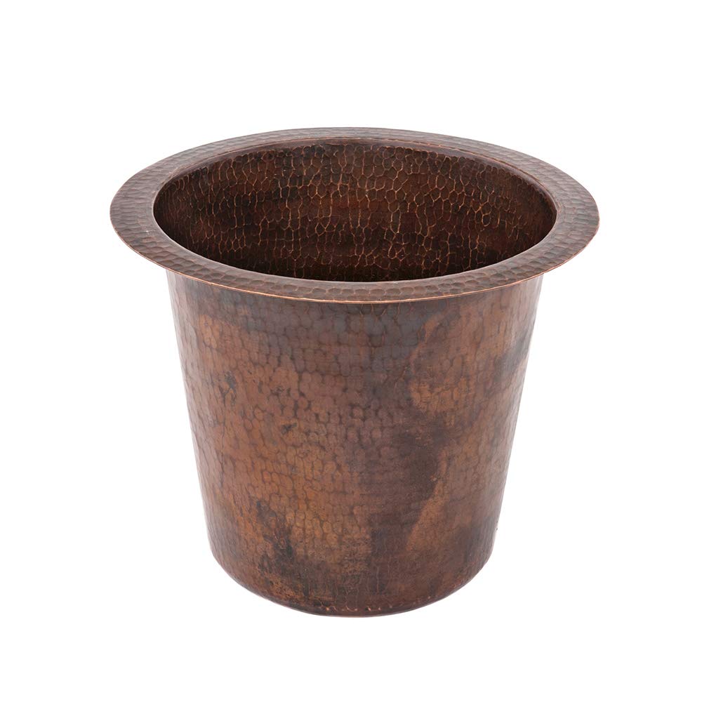 Premier Copper Products BR12WDB 12-Inch Hammered Copper Champagne Bar Sink - Oil Rubbed Bronze Finish - Universal Round Design for Kitchen, Bar, or Outdoor Use
