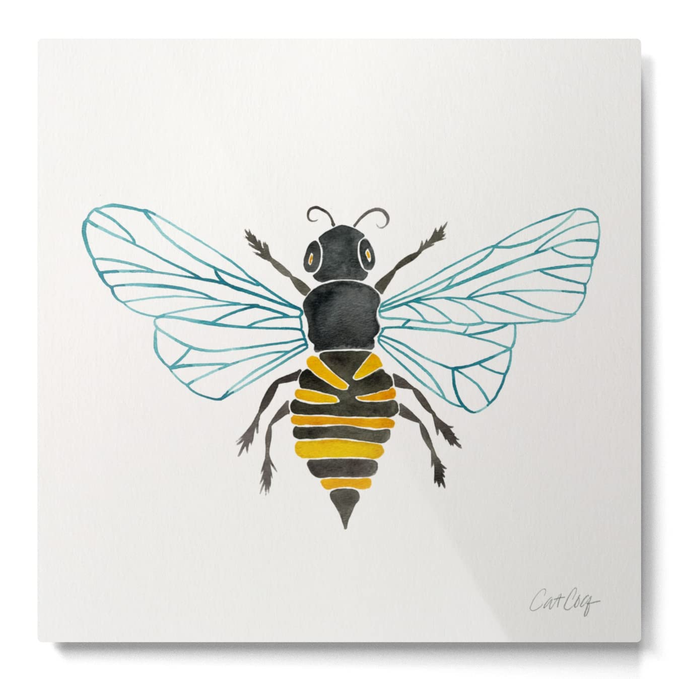Cat Coquillette Honey Bee Metal Art Print - Small Wall Decor for Home, Office & Nursery | Vibrant Nature-Themed Wall Art