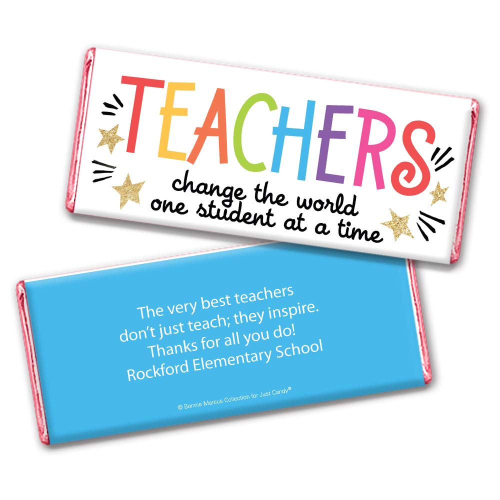 Personalized Chocolate Bars for Teacher Appreciation Gifts - Custom Candy Favors (12 Pack) - Perfect for Classroom Rewards, End of Year Gifts & Thank You Presents
