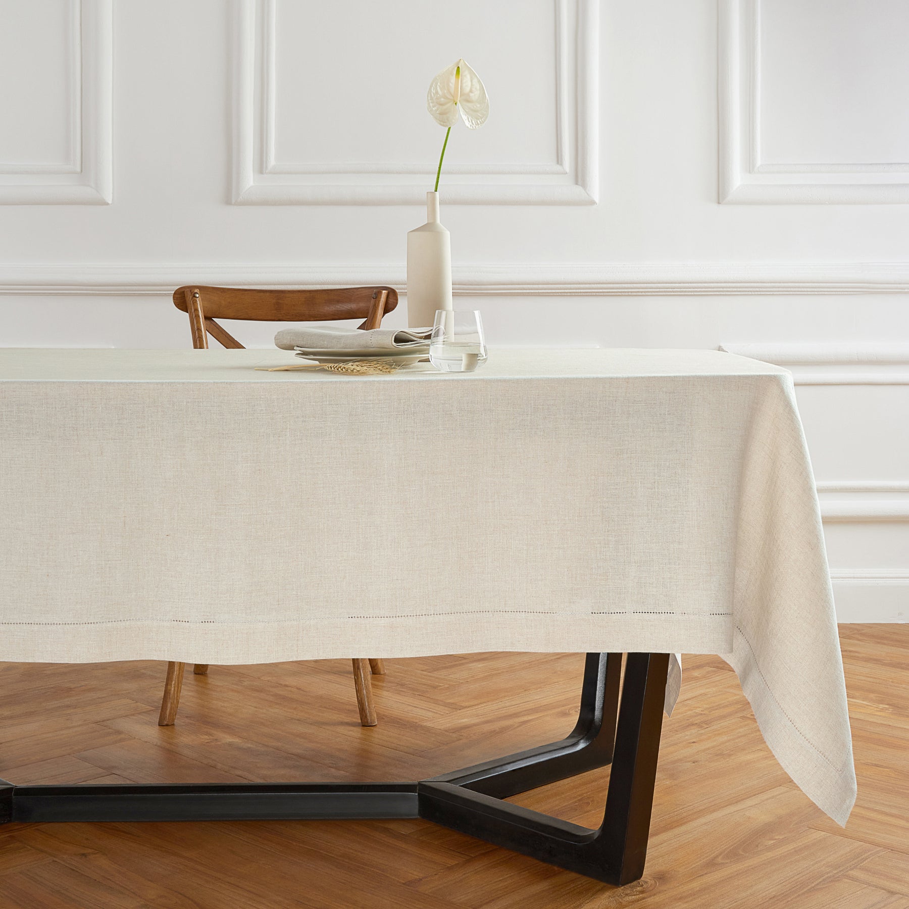 Elegant Sonoma Hemstitch Tablecloth - Premium Cotton Dining Table Cover for Formal Dinners & Special Occasions