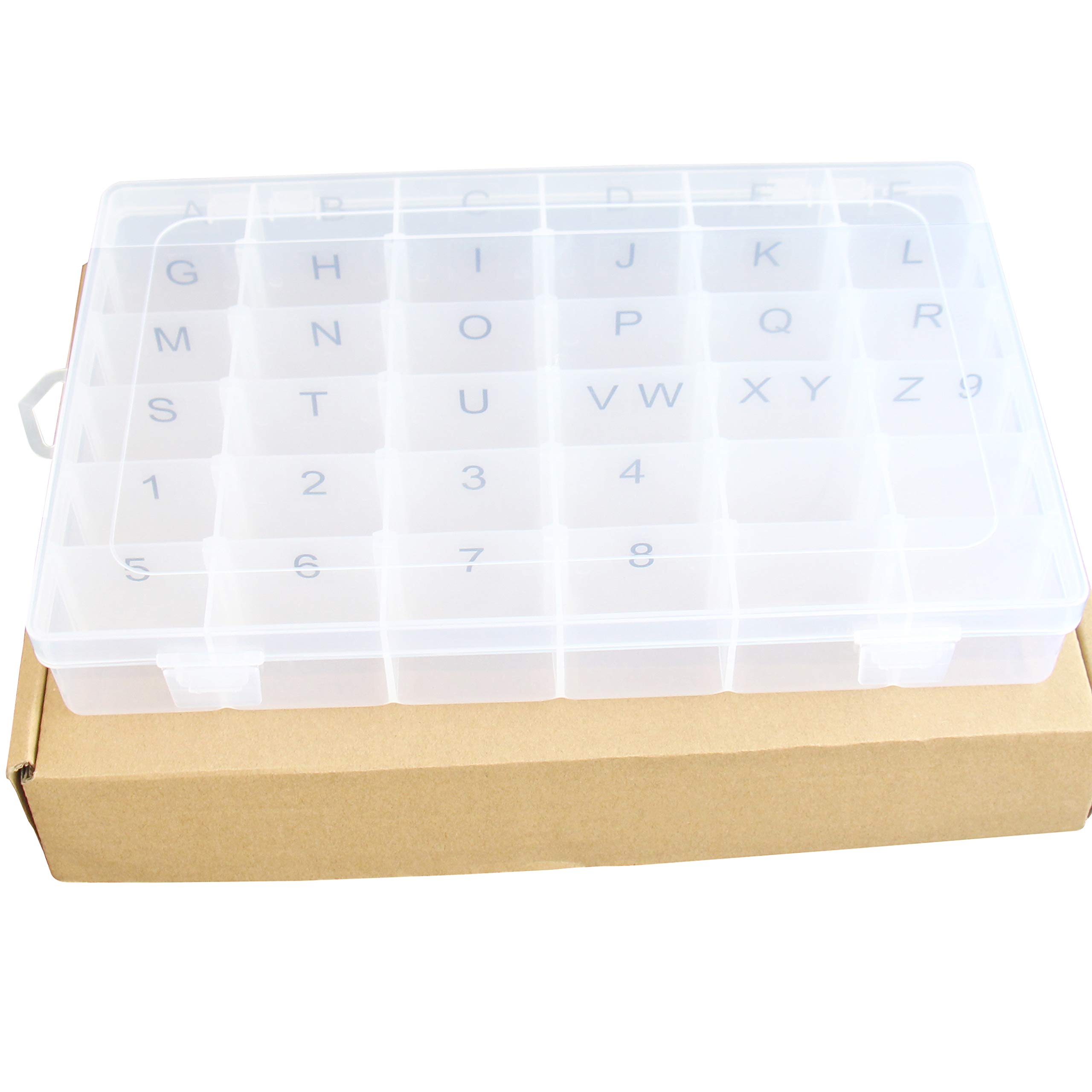 Adjustable Plastic Organizer Box with 36 Compartments & Pre-Applied Letter Stickers - Perfect for Letter Board Storage, Office Supplies, and Craft Organization