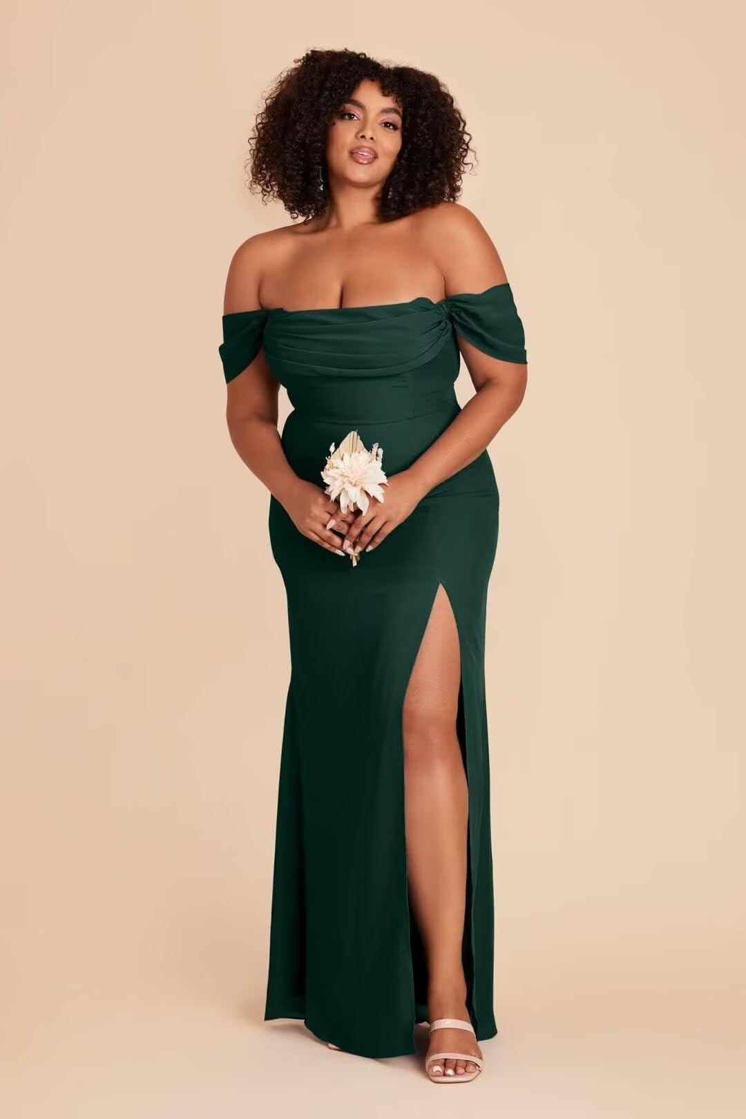 Elegant Off-the-Shoulder Mermaid Bridesmaid Dress - Long Chiffon Formal Evening Gown for Women (Style R256) | Perfect for Weddings, Proms & Special Occasions