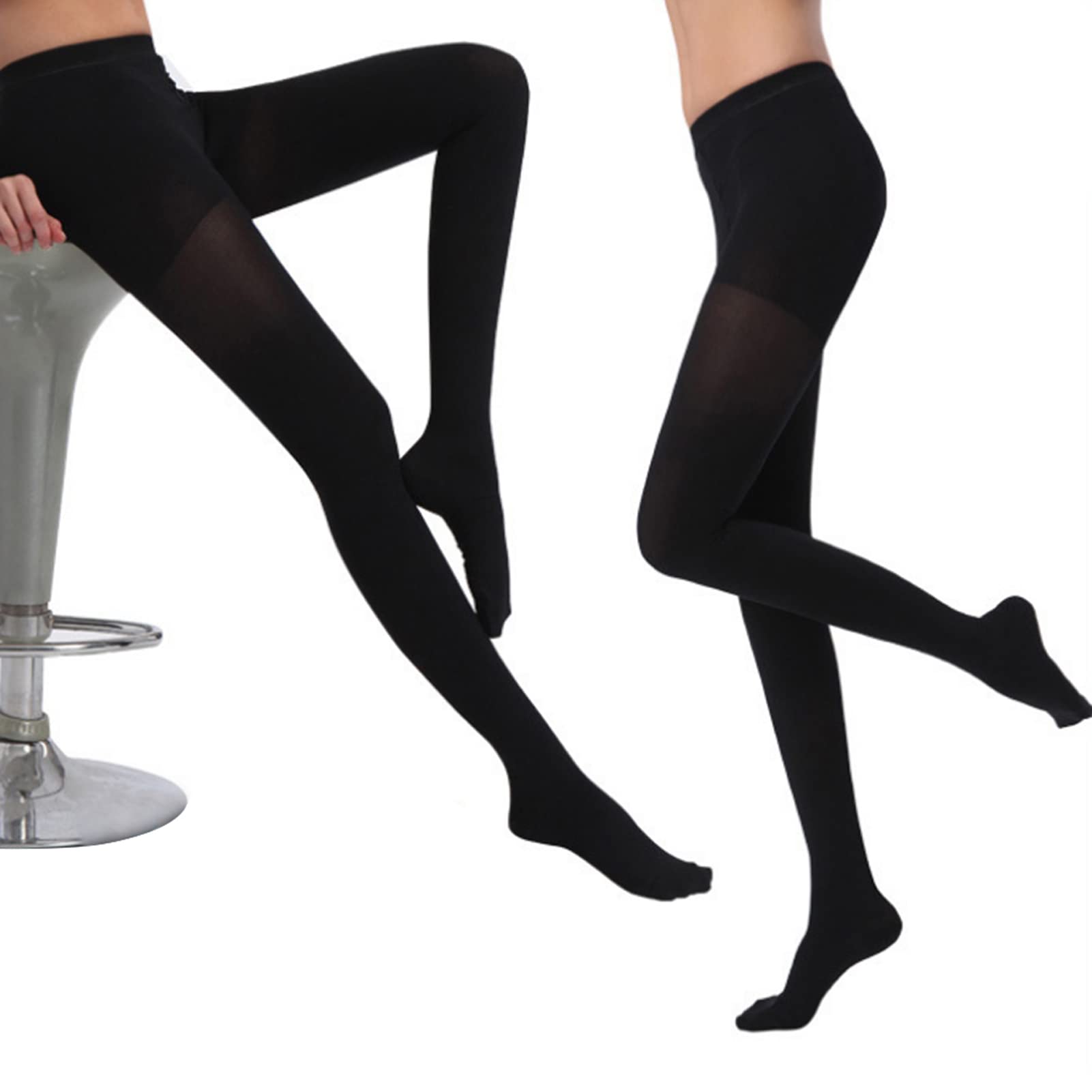 Compression Stockings for Men & Women - Plus Size Thigh High Close Toe Pantyhose Socks (XXL Black) | Pain Relief & Circulation Support | Ideal for Travel, Work & Medical Use