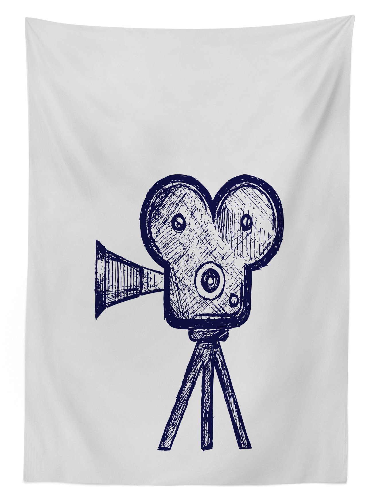 Ambesonne Movie Theater Outdoor Tablecloth - Hand Drawn Video Projector Sketch in Blue Tones, Washable Decorative Picnic Table Cover 58x120 Inches Violet Blue Grey - Perfect for Cinema Themed Parties, Outdoor Movie Nights & Picnics