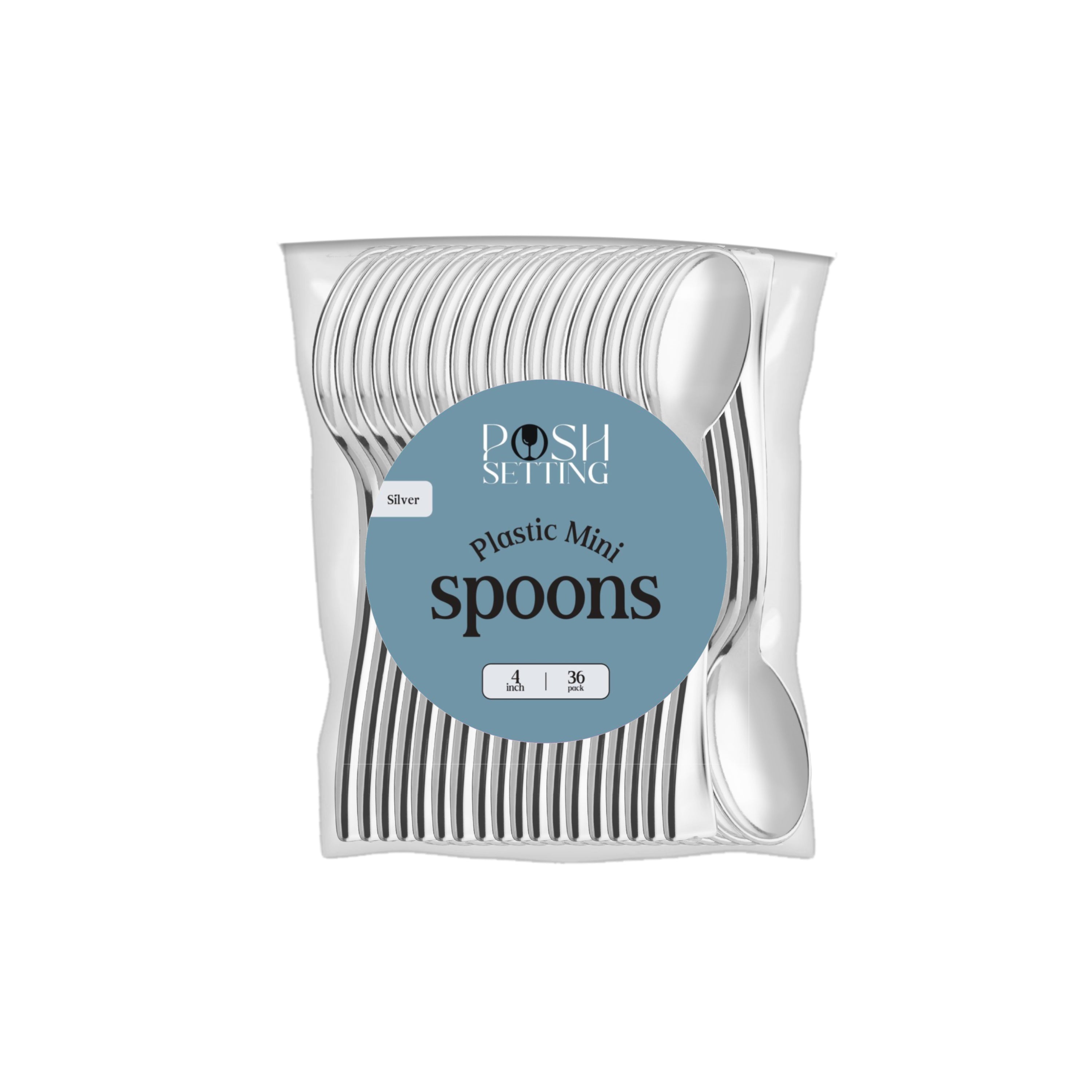 4 Inch Mini Plastic Silver Tasting Spoon - Small Disposable Sampling Spoons for Ice Cream, Yogurt, Desserts, Party Favors & Food Tasting (Pack of 100)