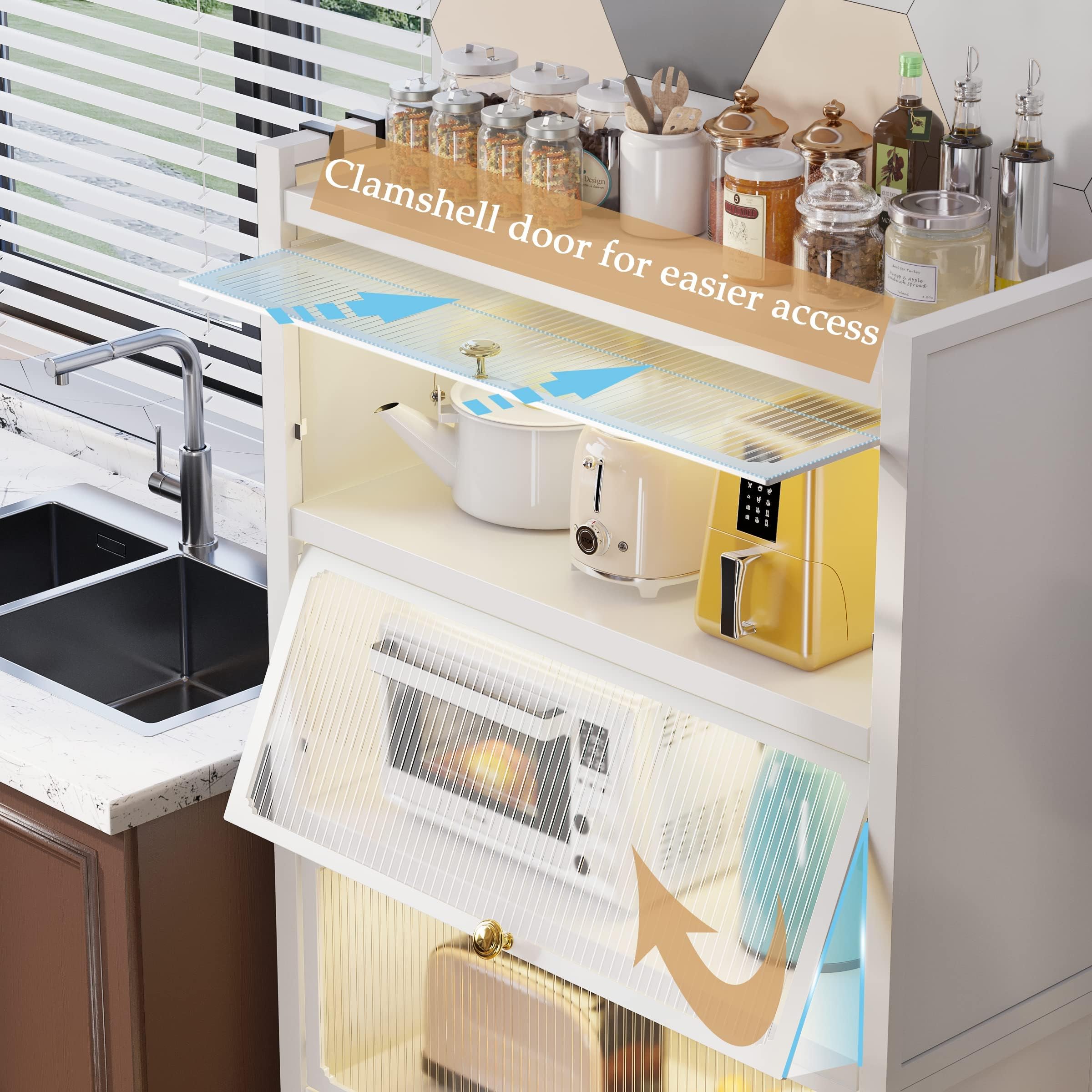 5-Tier Pantry Storage Cabinet - Heavy Duty Baker Rack for Kitchen Organization with Microwave Stand | Space-Saving Kitchen Shelving for Spices, Cookware & Small Appliances | Perfect for Pantry, Garage & Laundry Room Storage