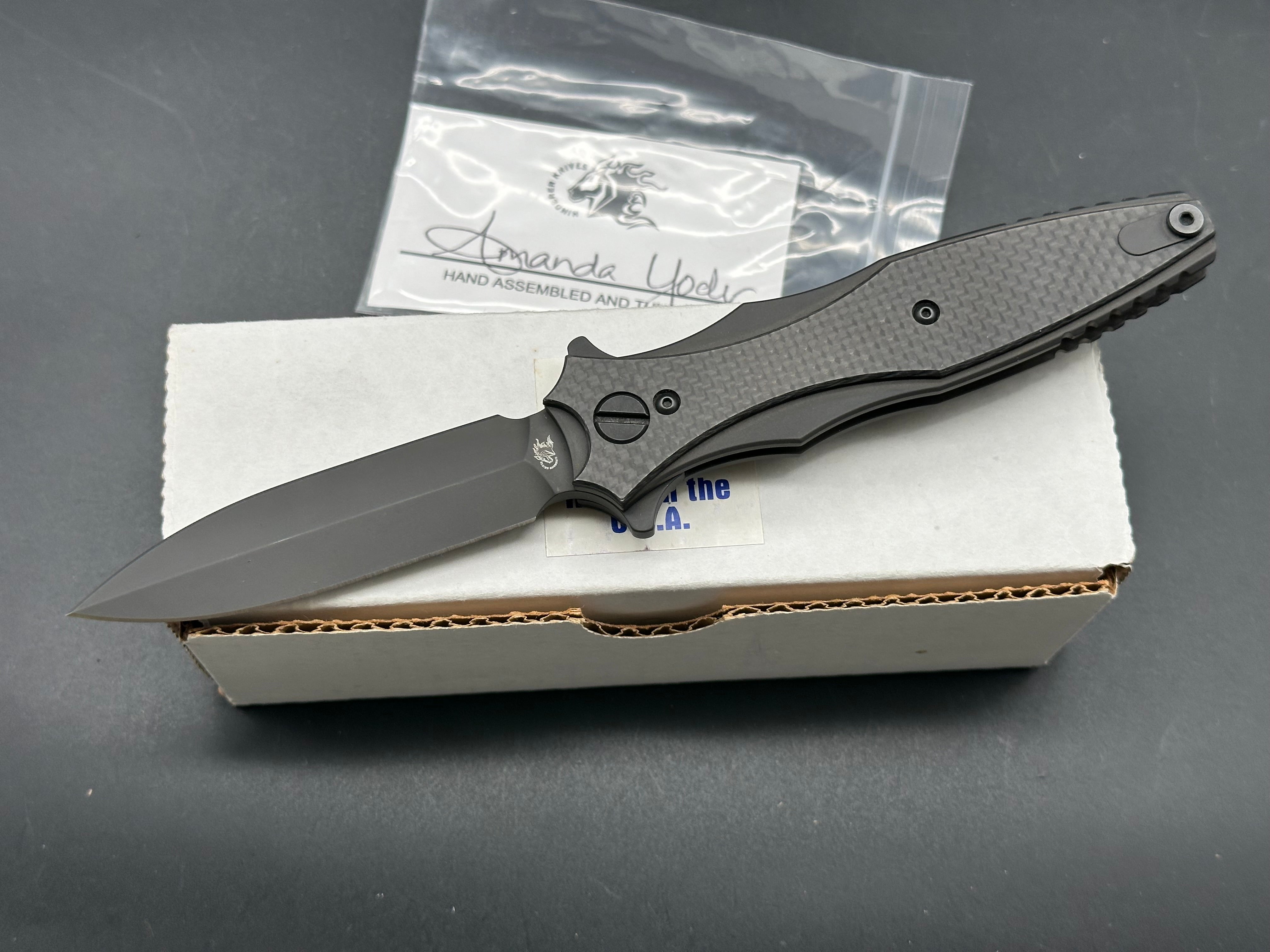Hinderer Maximus Blackout Folding Knife with Carbon Fiber Scales - EDC, Outdoor, Tactical & Survival Use