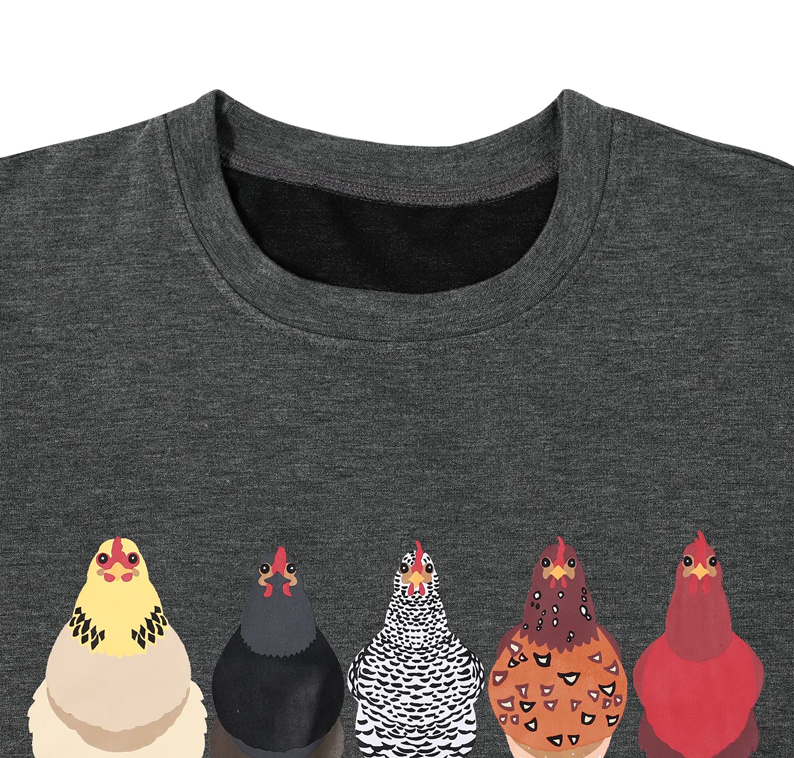 VILOVE Women's Cute Chicken Graphic Sweatshirt - Long Sleeve Crewneck Pullover for Casual Fall Outfits | Perfect for Autumn Layering, Weekend Wear & Cozy Loungewear