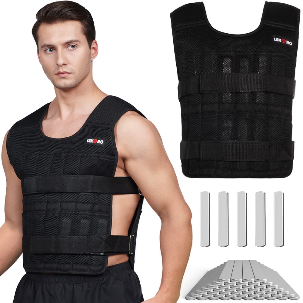 Adjustable Weighted Vest 44LB - Workout Weight Vest for Men & Women with 96 Steel Plates - Strength Training, Fitness, Running & CrossFit