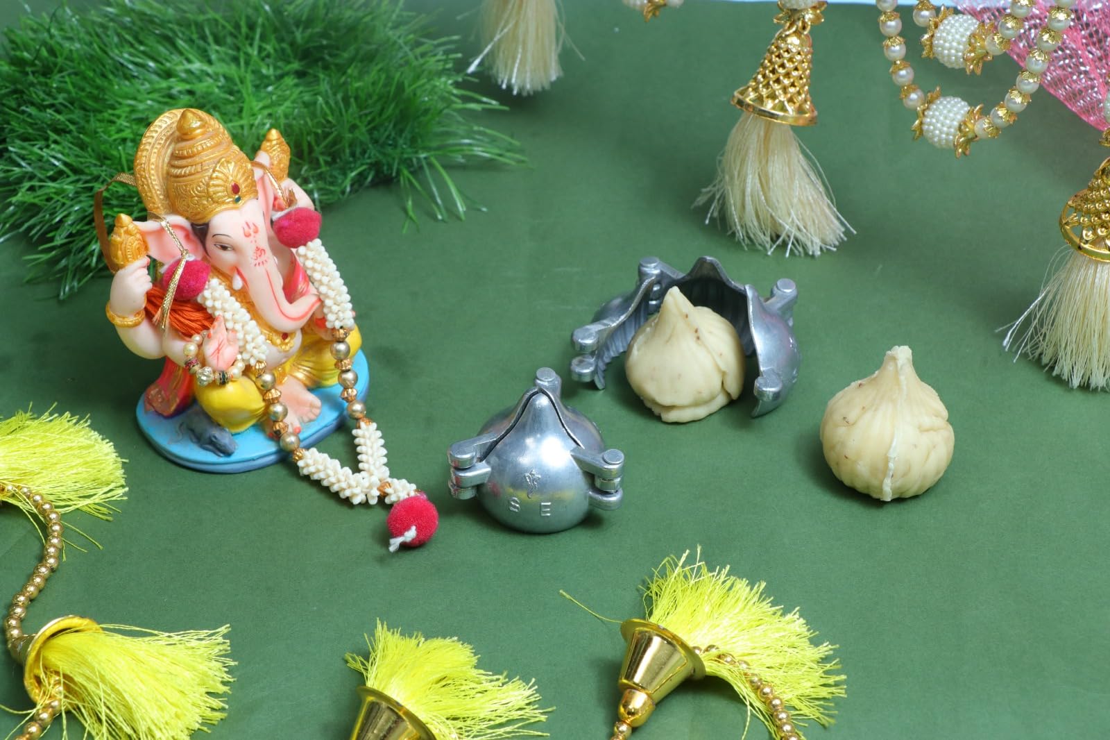 Premium Aluminum Modak Maker Mould Set of 2 - Perfect for Ganpati, Diwali, Dussehra & Indian Festivals - Ideal for Making Traditional Sweet Dumplings at Home