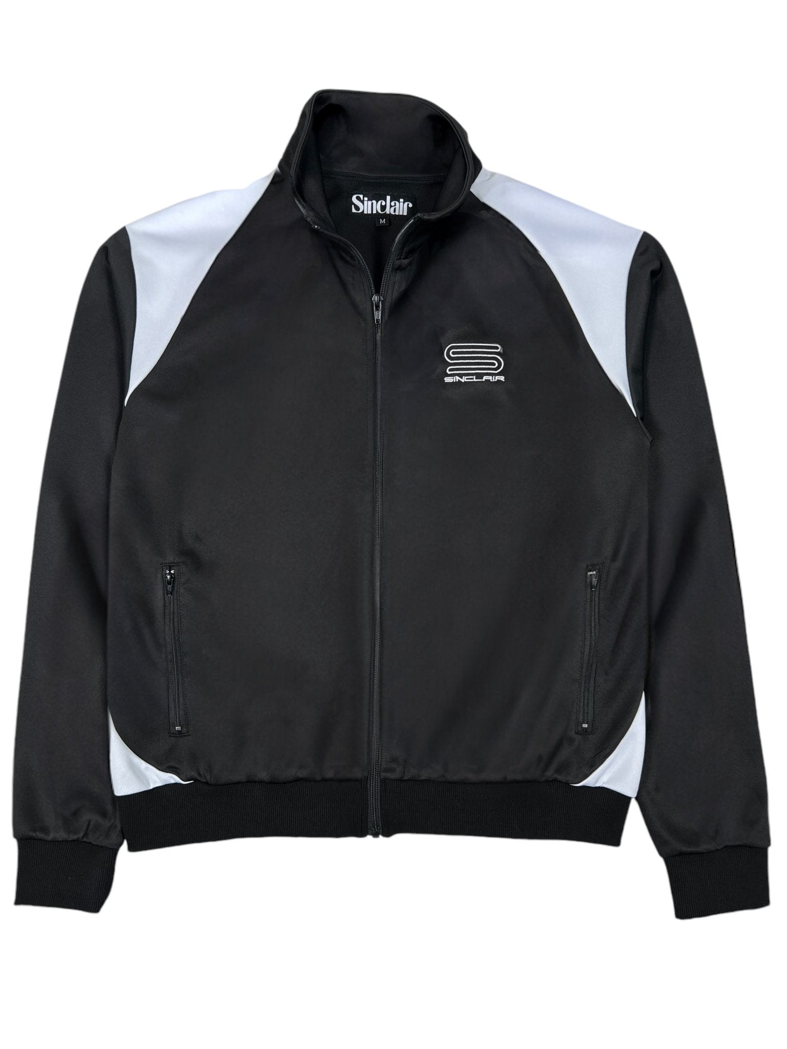 Sinclair SMT190 Tech Logo Track Jacket for Men - Lightweight Waterproof Windbreaker with Zipper Pockets - Perfect for Running, Hiking & Outdoor Activities (Black)