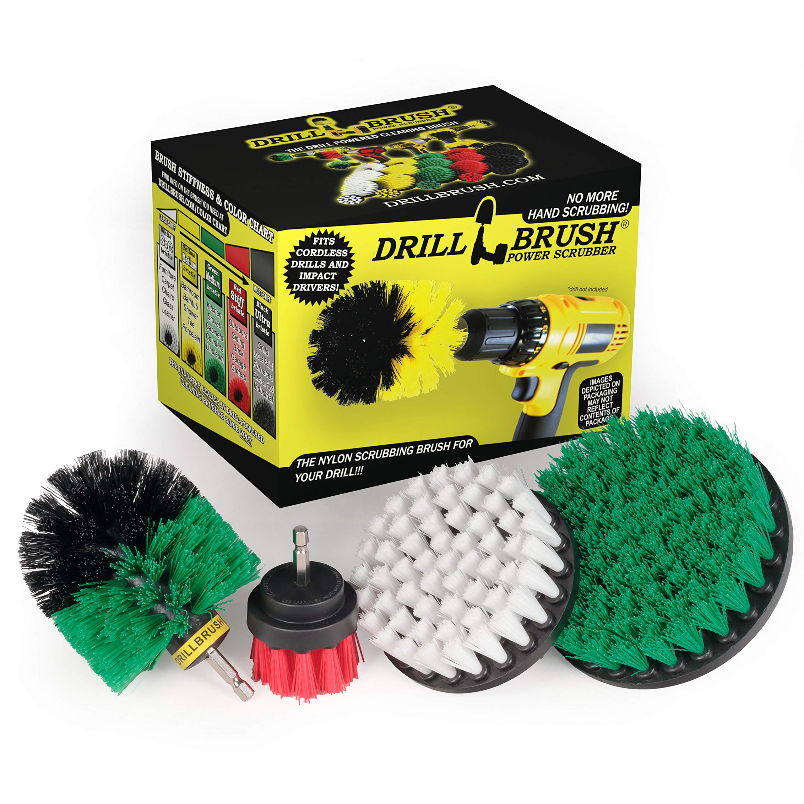 Best Drill Brush Cleaning Kit for Kitchen, Oven, Stove & Cast Iron Skillet - Heavy Duty Scrub Brush for Bathroom, Shower & Grout Cleaning - Multi-Surface Spin Brush for Bird Bath & Garden Statues - Perfect for Deep Cleaning and Stain Removal