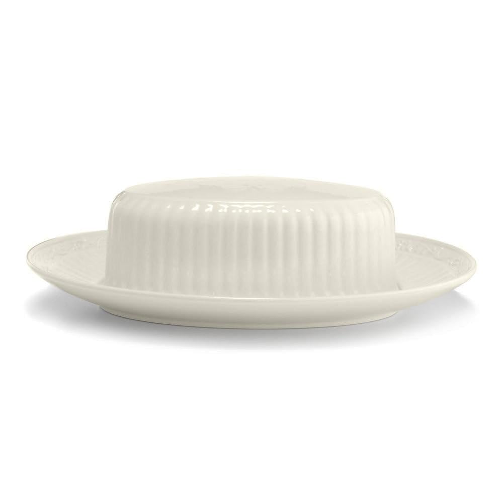 Mikasa Italian Countryside White Covered Butter Dish - Elegant Ceramic Butter Keeper for Dining Table, Kitchen, and Countryside Themed Decor