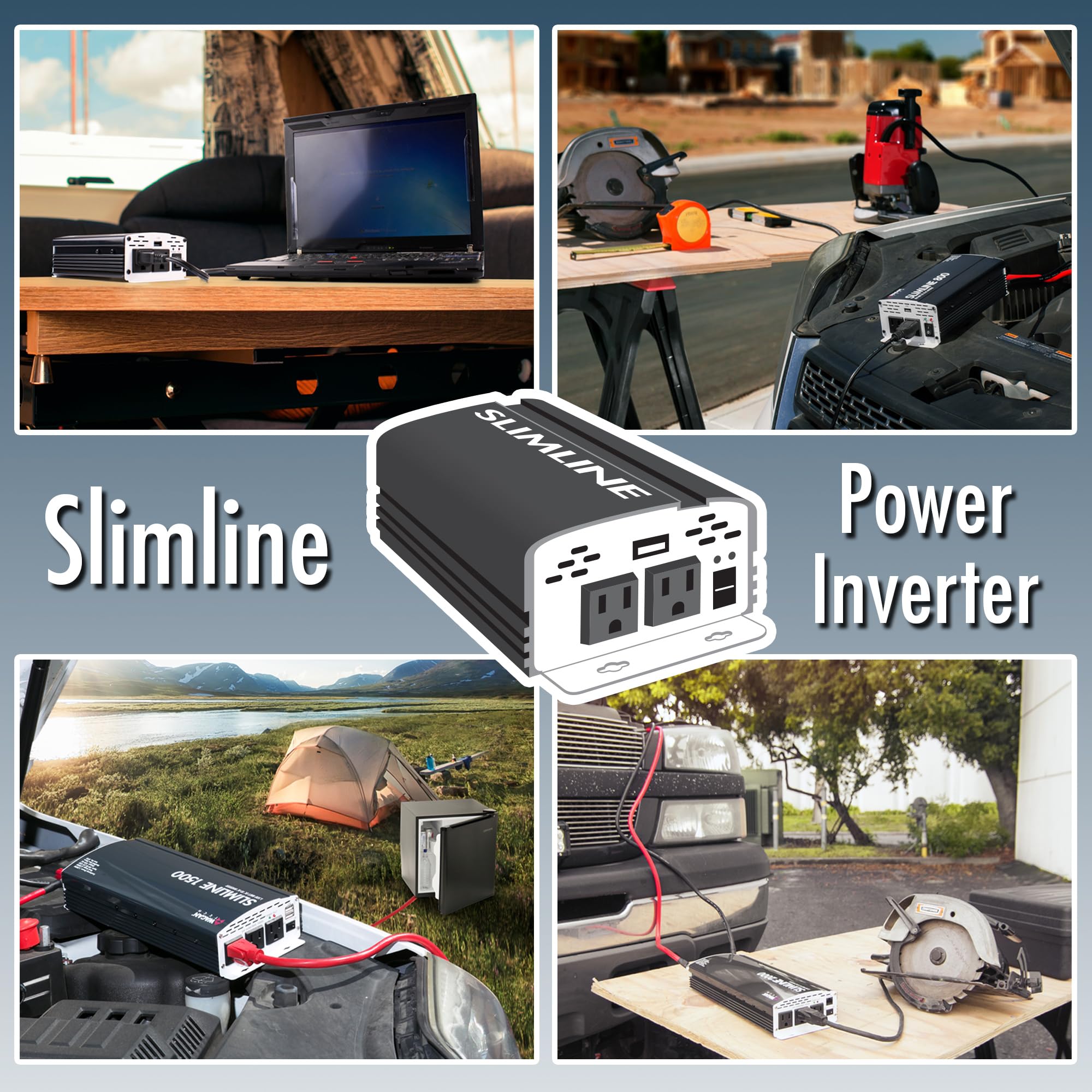 Wagan EL3718 800W TrueRated Power Inverter - DC 12V to AC 110V Converter with 2 Outlets & 2A USB Port - 1600W Surge for Cars, RVs, Boats & Outdoor Power Needs