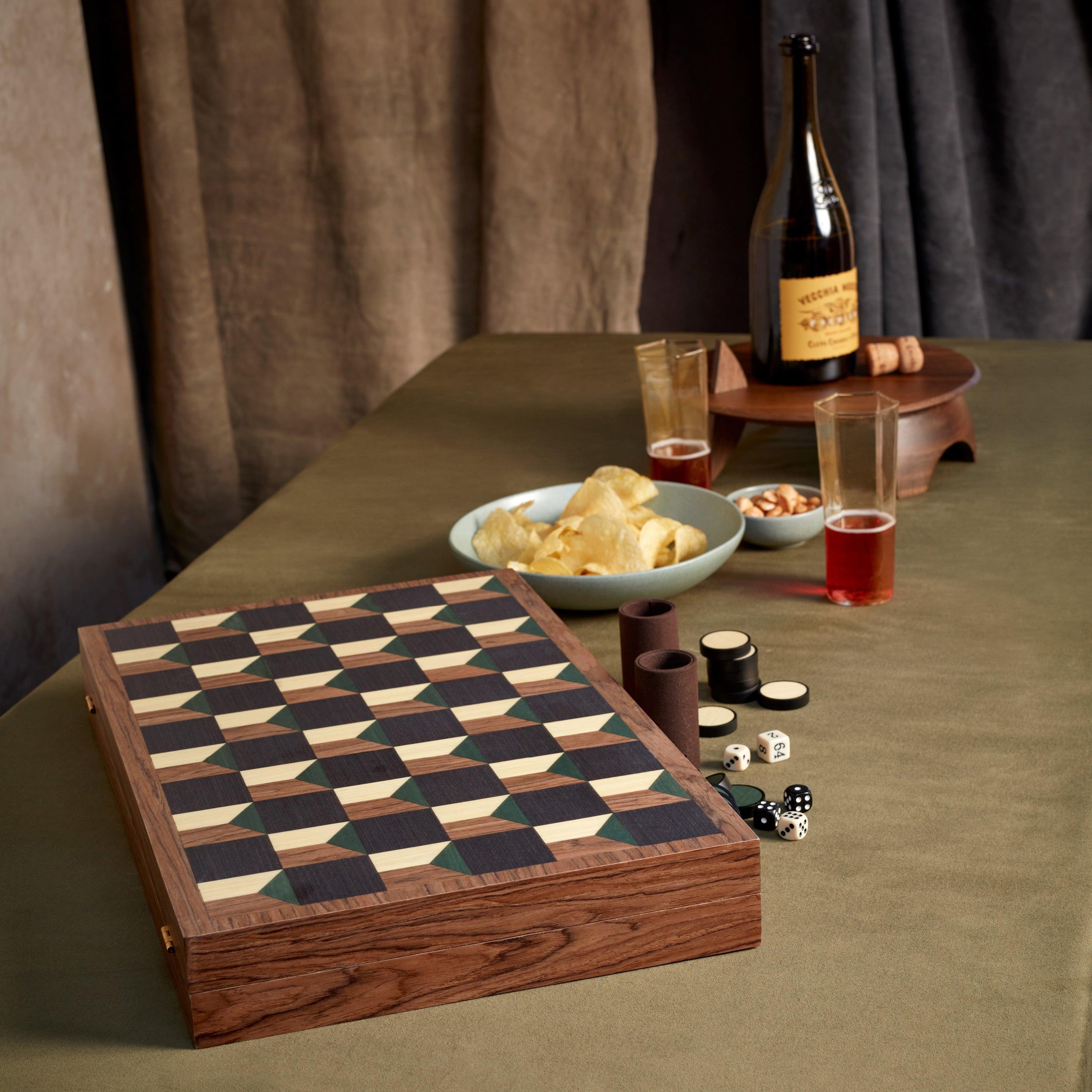 Premium Matis Backgammon Set - Classic Wooden Board Game with 30 Checkers, 4 Dice & Doubling Cube - Perfect for Family Game Nights, Travel & Gifts